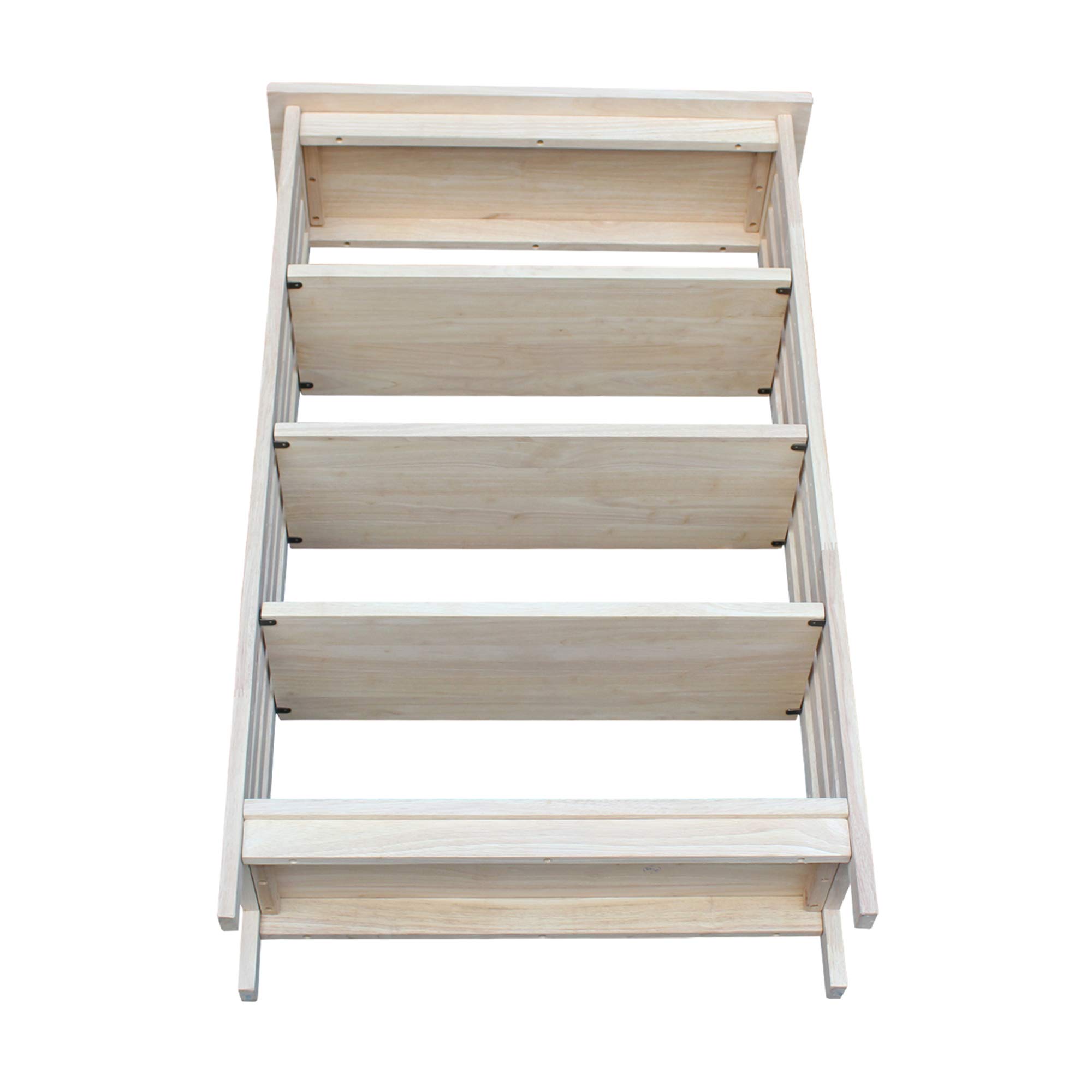 International Concepts 4-Tier Mission Style Shelf Unit - Unfinished Wooden Bookcase for Home Office, Living Room & Bedroom Storage