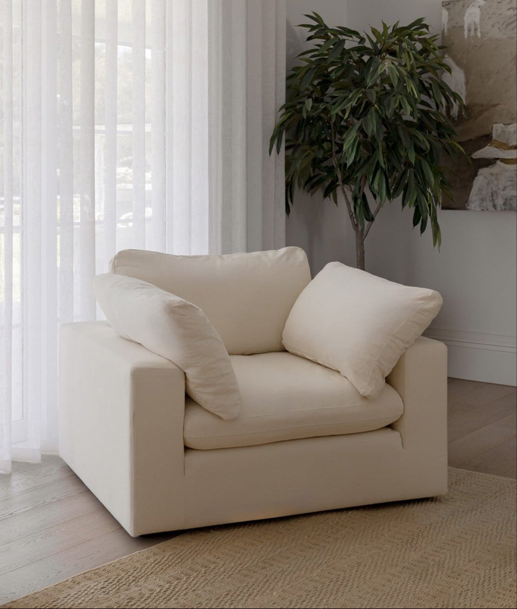 Modern Cali Lounge Chair in Sol Ivory - Stylish Accent Chair for Living Room, Bedroom, or Office - Perfect for Relaxing, Reading, and Home Decor