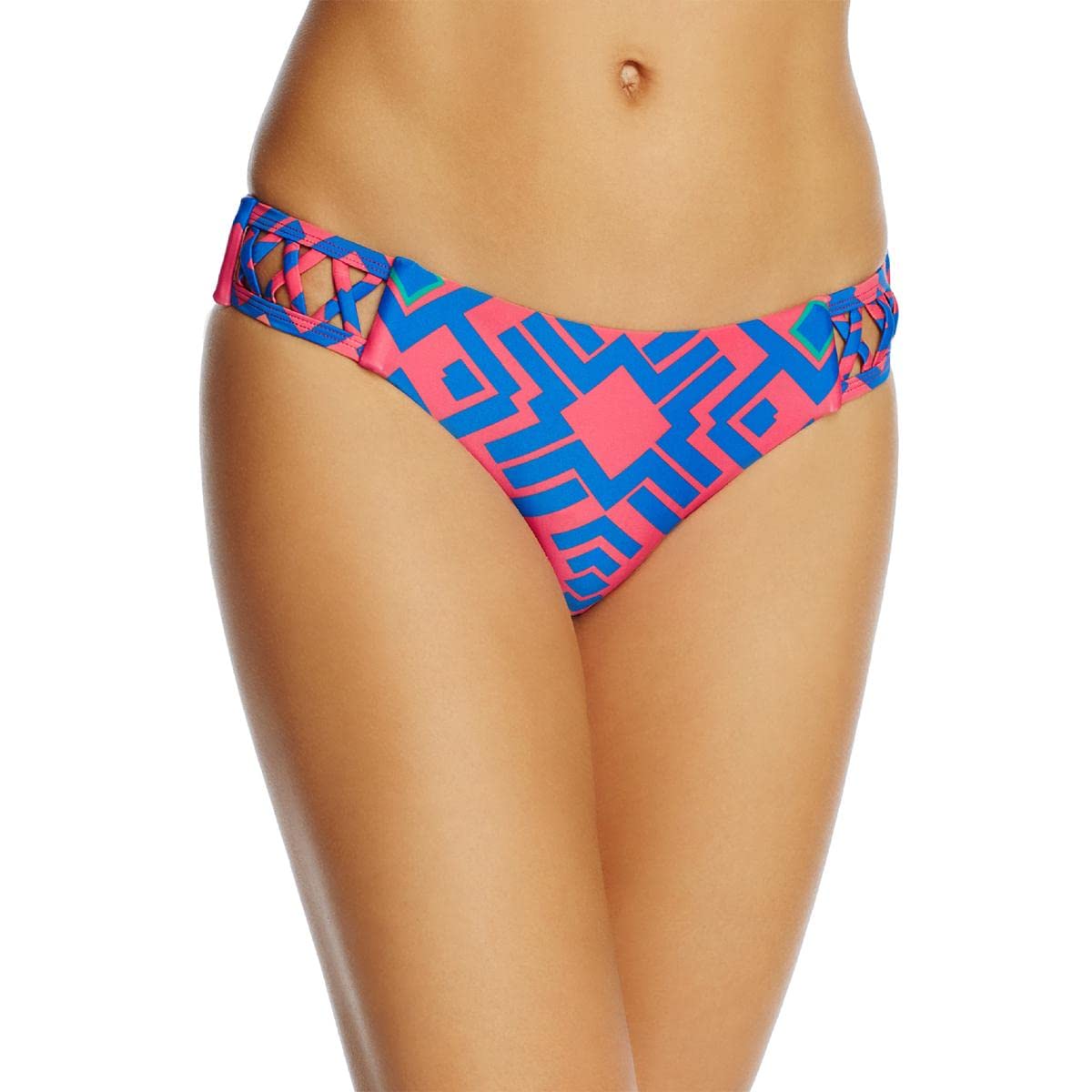 Red Carter Women's Geometric Lattice High Waist Bikini Bottom - Sexy Swimwear Separates for Beach, Pool & Vacation | Trendy Red Bathing Suit Bottoms for Women