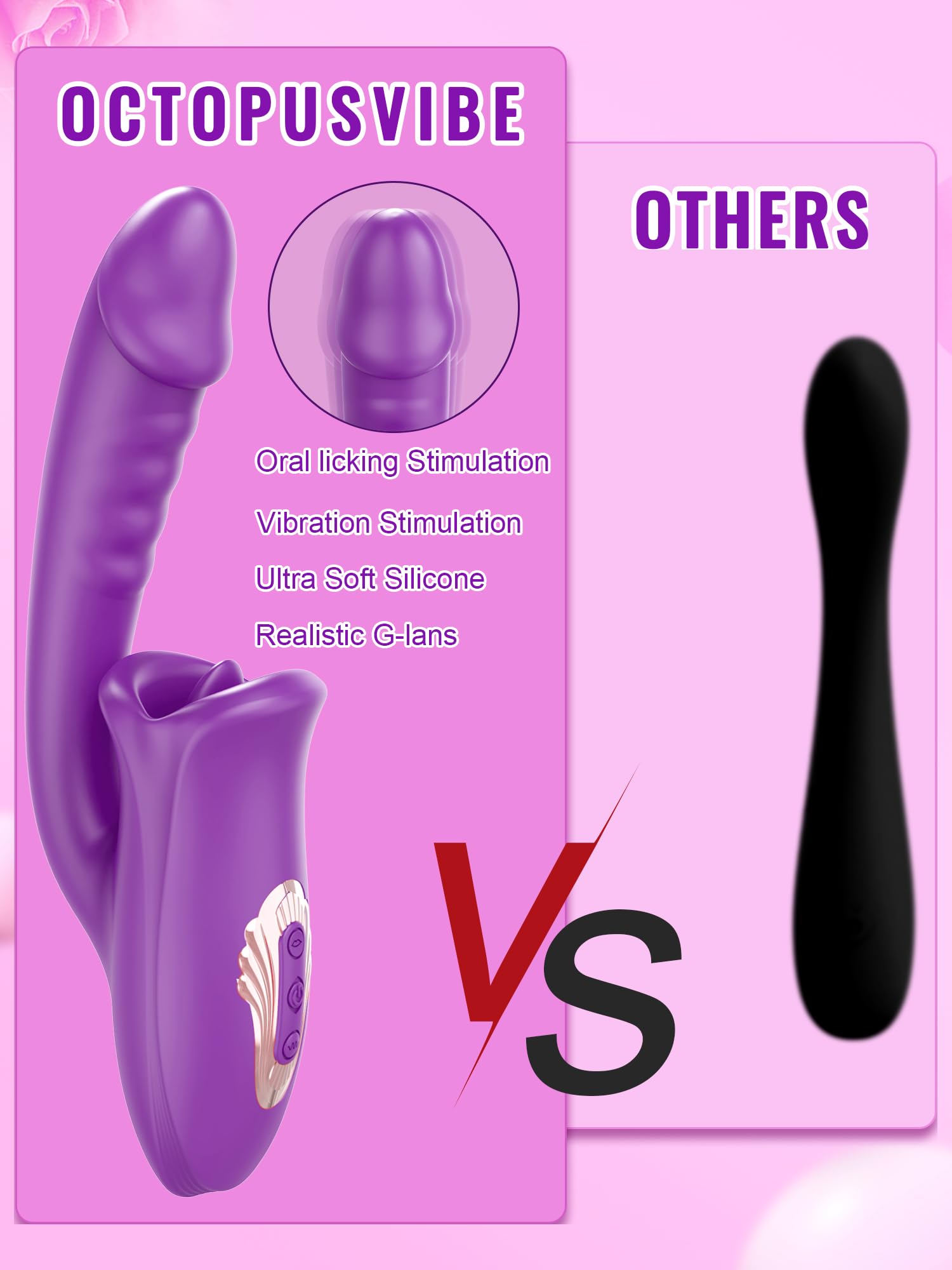 Realistic Tongue Rose Dildo Vibrator - 3-in-1 G Spot & Clitoral Stimulator with 10 Vibration Modes & Licking Function for Women & Couples | Adult Sex Toy for Solo Play & Intimate Moments