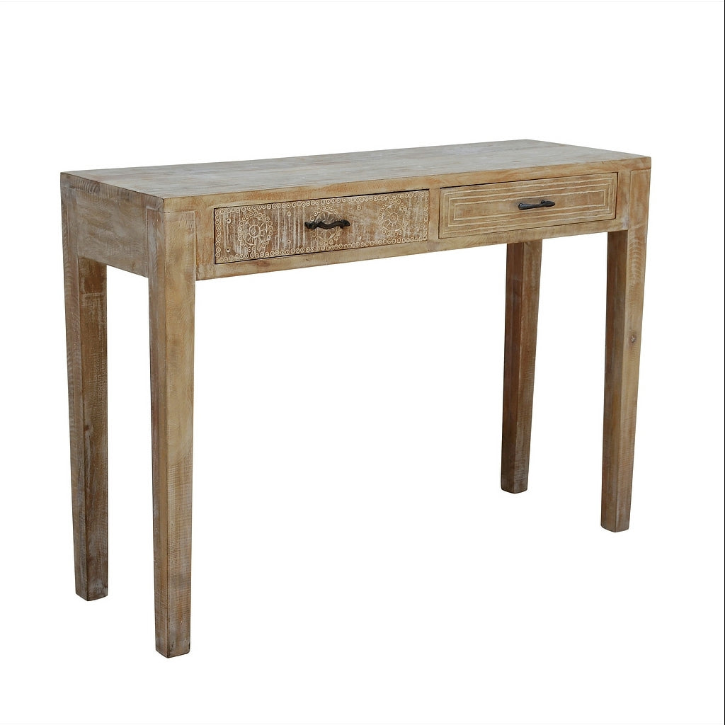 Volta Bleached Wood Console Table - Modern Scandinavian Style Entryway Furniture - Perfect for Living Room, Hallway, or Bedroom Decor