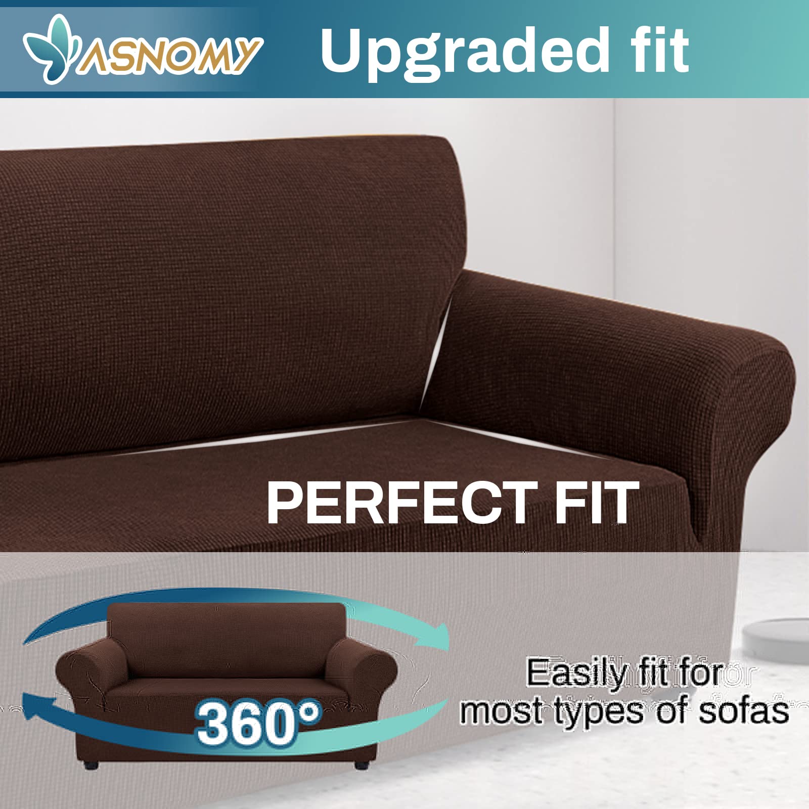 Stretch Sofa Covers for 2 Cushion Loveseat - Pet Proof Slipcovers with Jacquard Fabric (Medium, Chocolate) | Protects Furniture from Dogs & Cats | Perfect for Living Room, Apartment & Pet-Friendly Homes