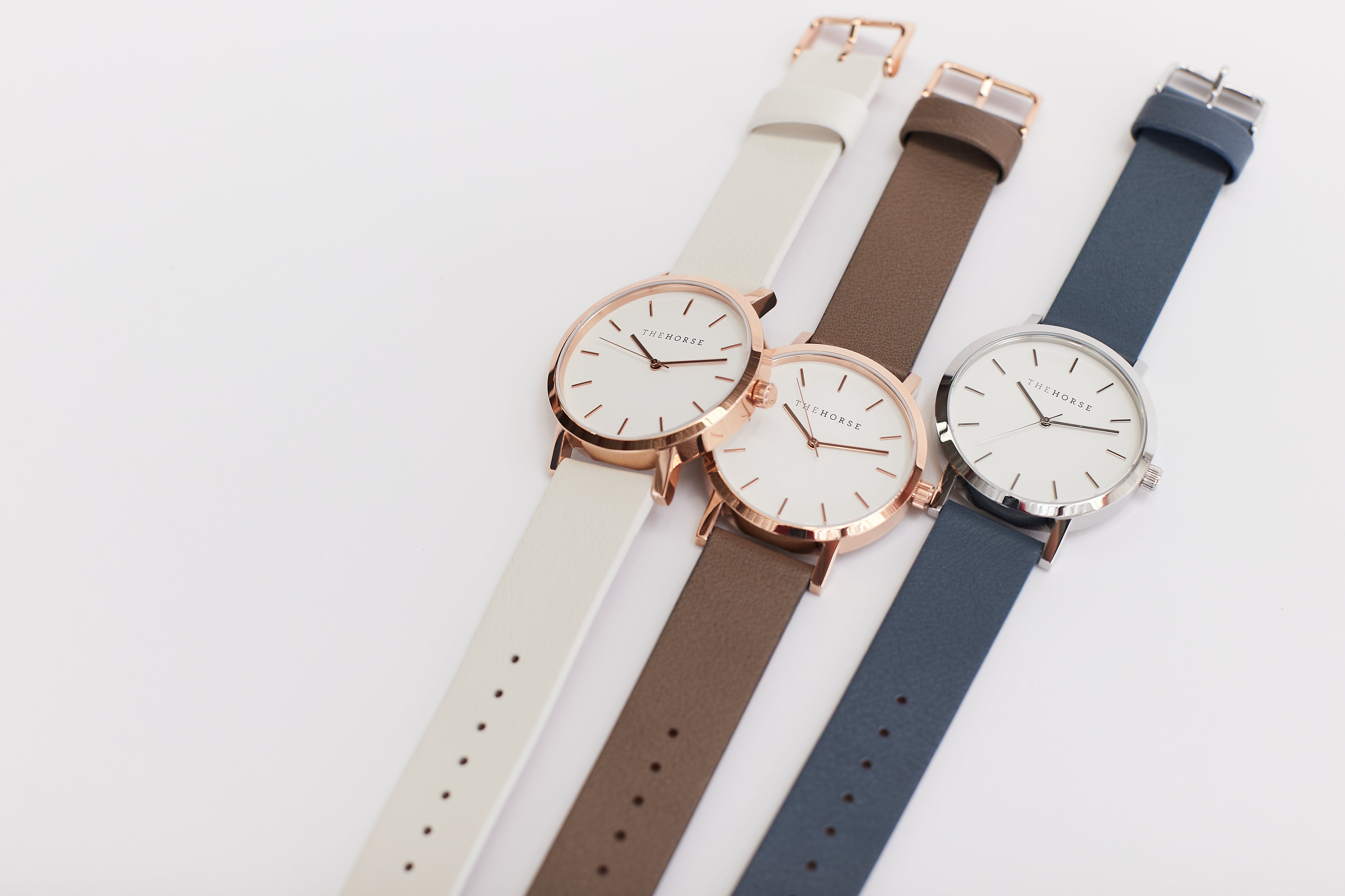 Elegant Polished Rose Gold Watch with White Dial & Taupe Leather Strap – Perfect for Business, Casual, and Formal Occasions