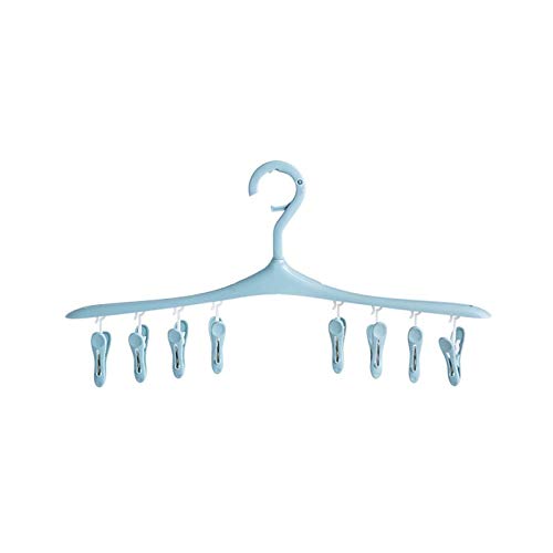 Portable Plastic Clothes Drying Rack with Detachable Clips - Hanger for Socks, Underwear, Bathroom & Laundry - Blue - Space Saving Clothesline for Small Spaces, Camping & Travel