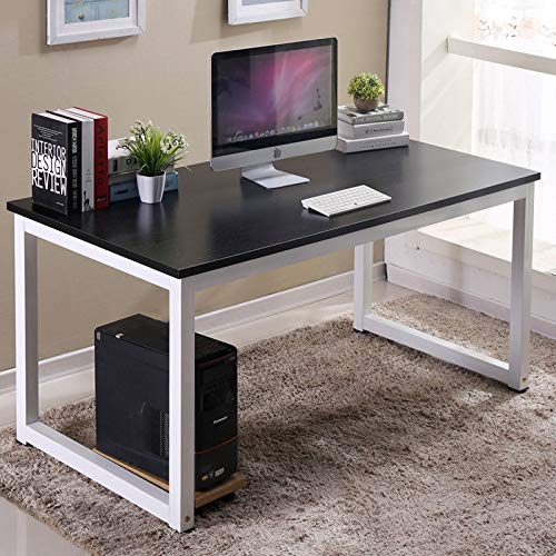 Black Wooden Computer Desk - Ergonomic PC Gaming Corner Desk with Storage, Study & Reading Laptop Workstation for Home Office - Perfect for Small Spaces & Gaming Setups