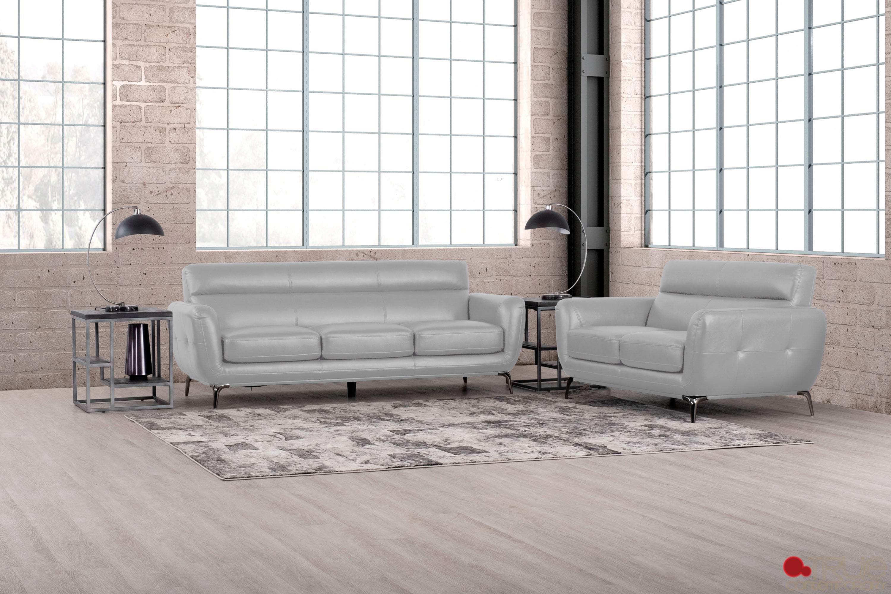 William 2-Piece Tufted Faux Leather Sofa & Loveseat Set - 2 Color Options | Modern Living Room Furniture for Small Spaces & Apartments