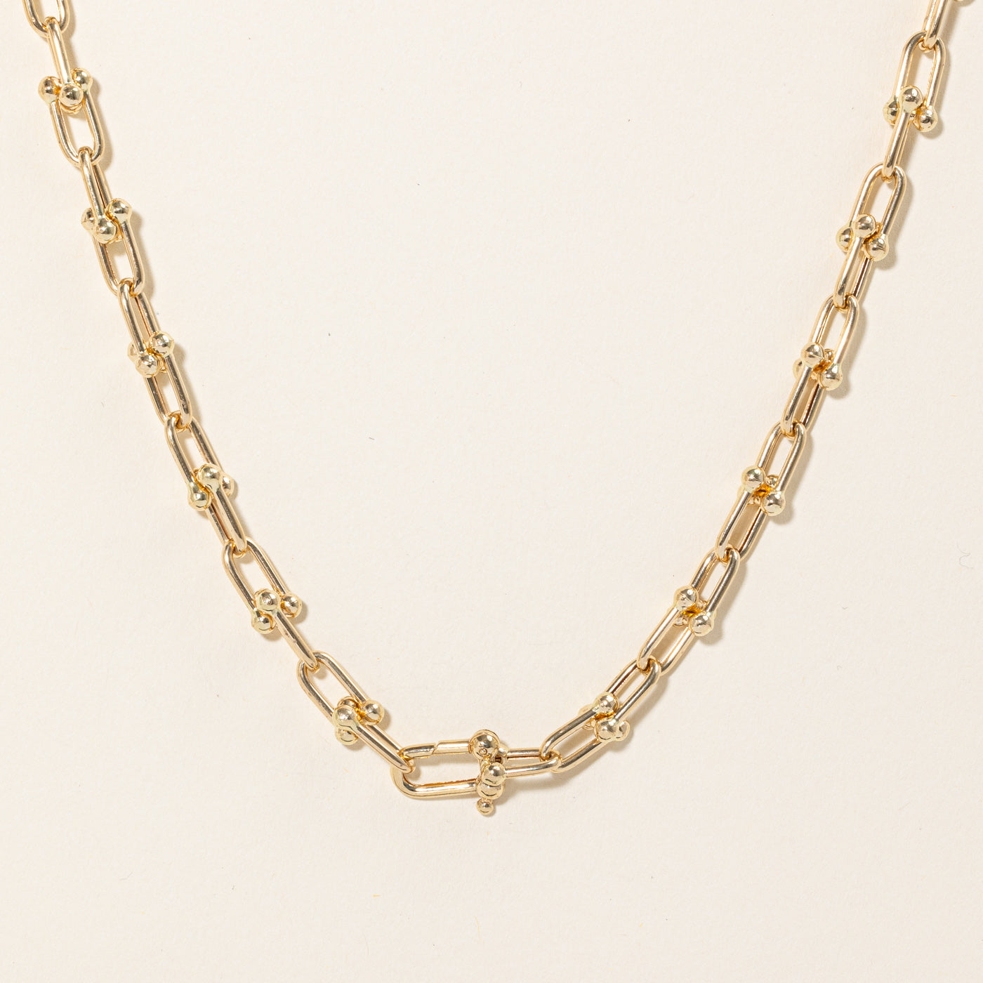 18K Yellow Gold HardWear Inspired Chain Necklace - 17 Inch Adjustable Length for Women | Elegant Layering Piece for Everyday Wear & Special Occasions