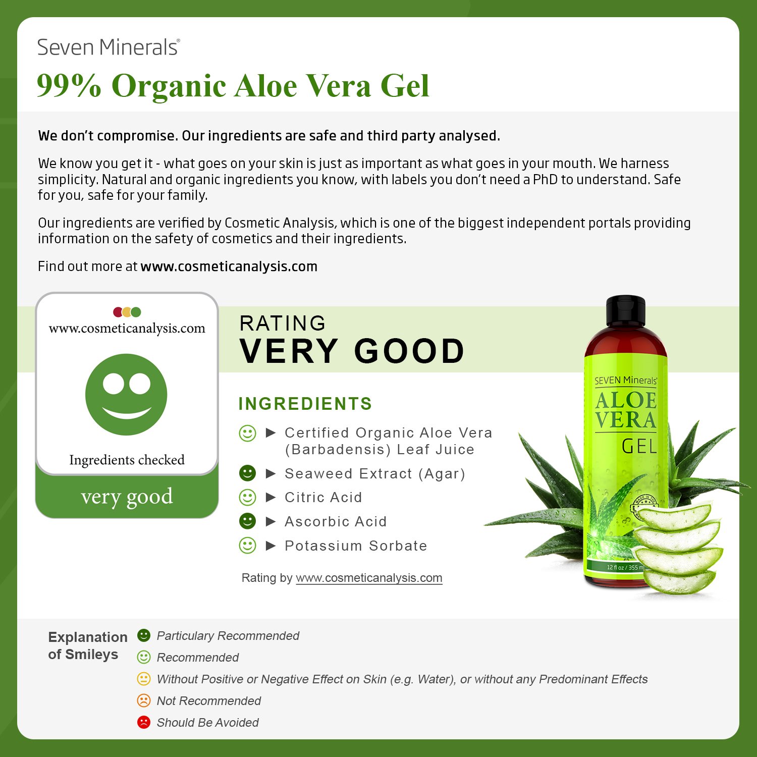 Seven Minerals Aloe Vera Spray & Gel for Sunburn Relief