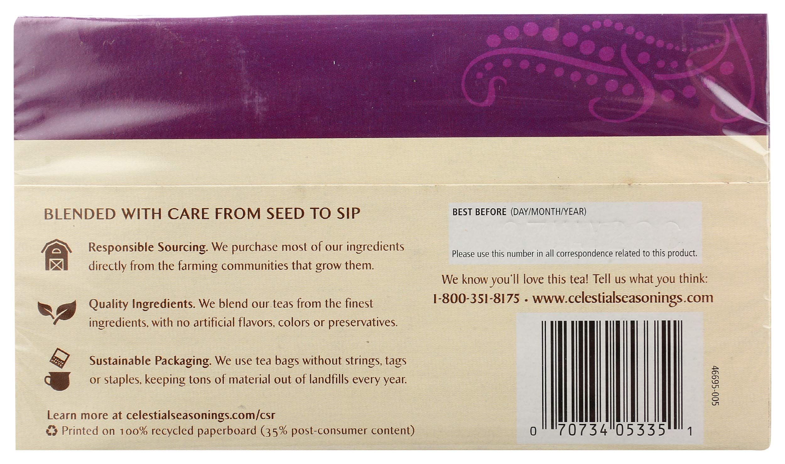 Celestial Seasonings Wild Berry Zinger Herbal Tea Bags - 20 Count | Caffeine-Free Fruit Infusion for Relaxation & Wellness | Perfect for Afternoon Tea, Office Break or Evening Unwinding