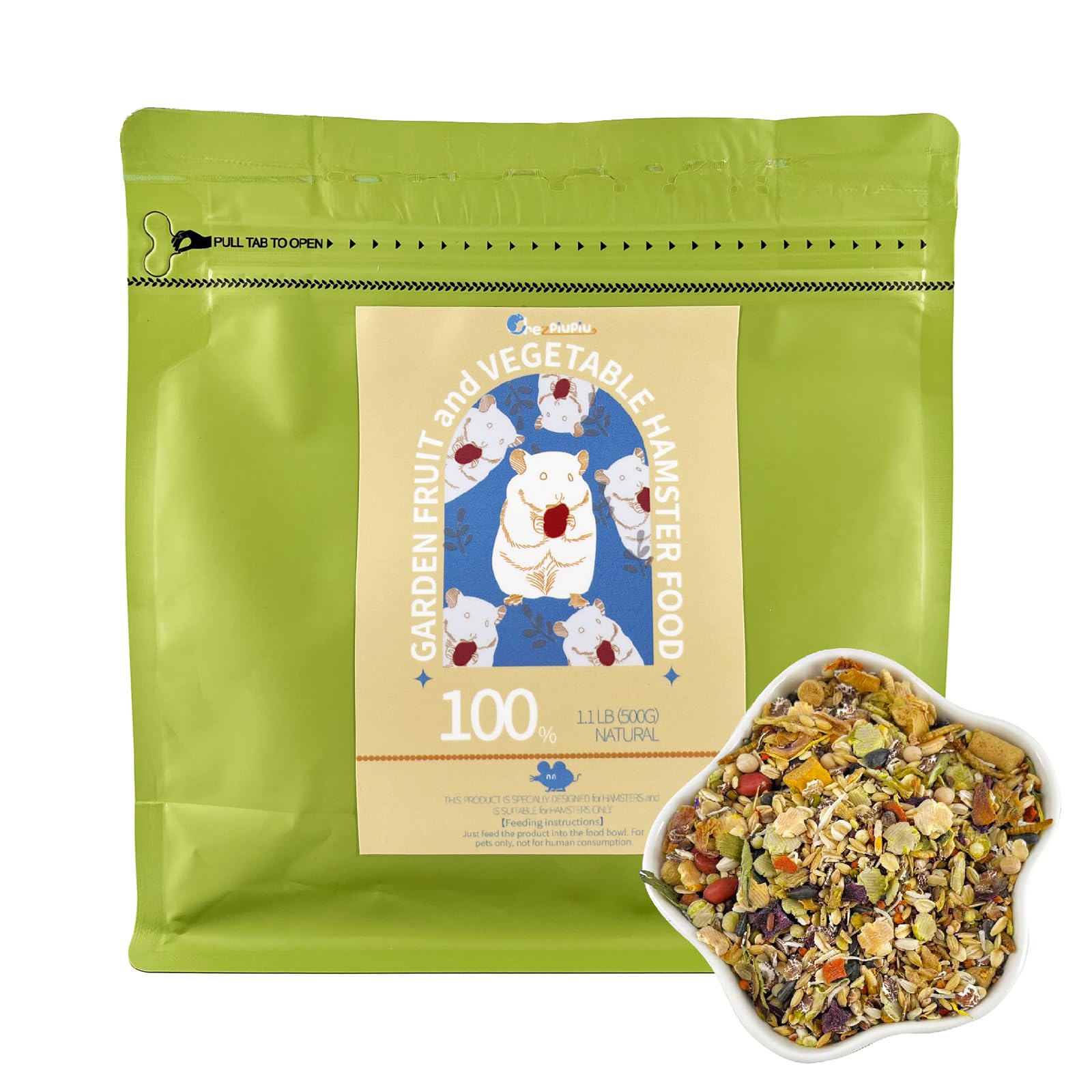 Natural Garden Fruit & Vegetable Hamster Food - 1LB Healthy Small Pet Treats for Dwarf Hamsters, Gerbils & Mice - Perfect for Cage Snacks & Training Rewards