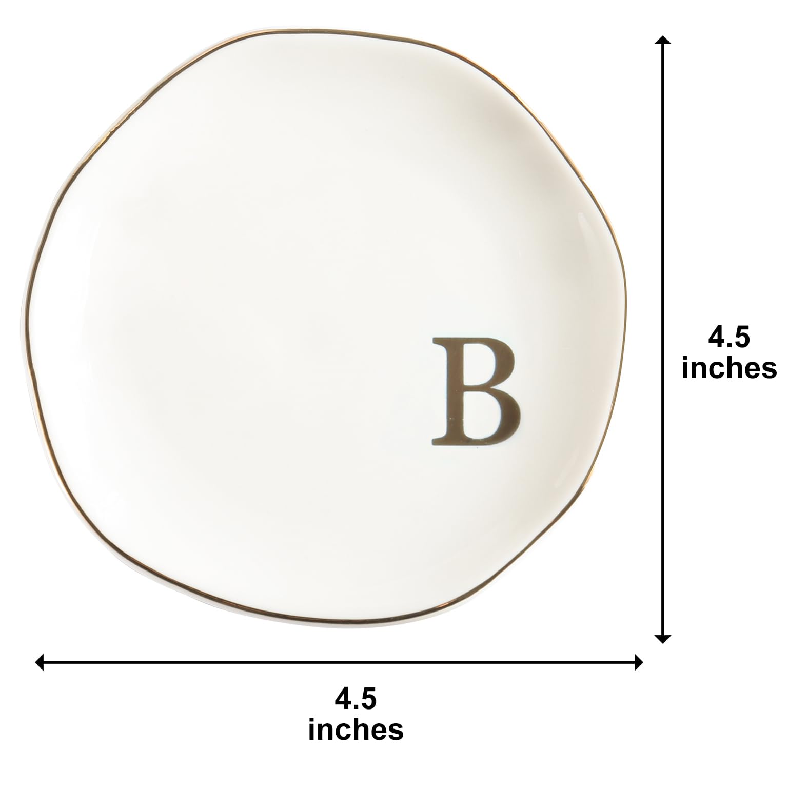 Personalized Ceramic Jewelry Tray with Monogram - Elegant Ring Dish for Engagement, Wedding & Birthday Gifts - Perfect for Mother's Day, Women's Gifts - White Ceramic 4.75