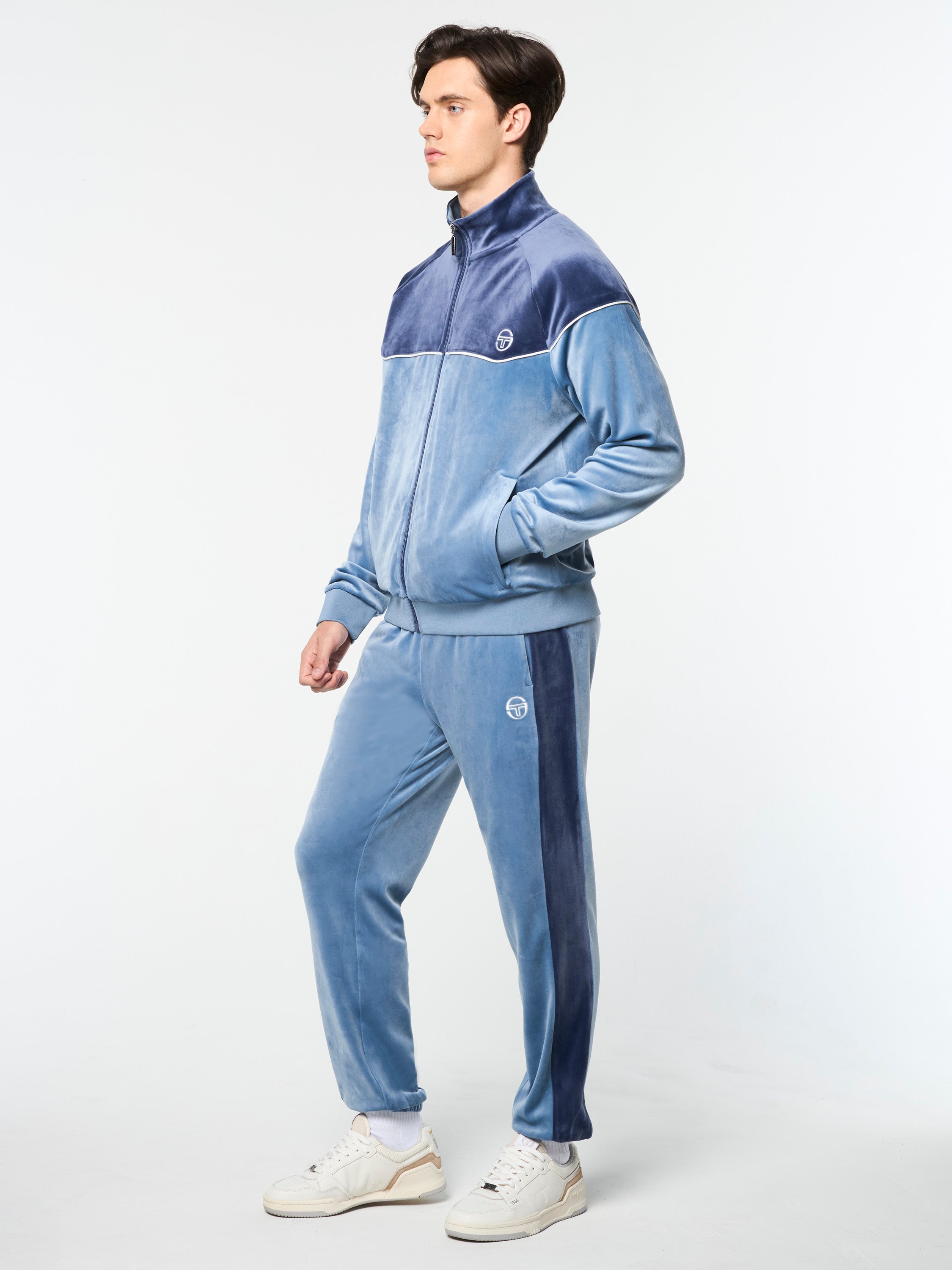Cielo Velour Track Jacket in Faded Denim | Stylish Women's Casual Wear for Running, Gym & Street Fashion