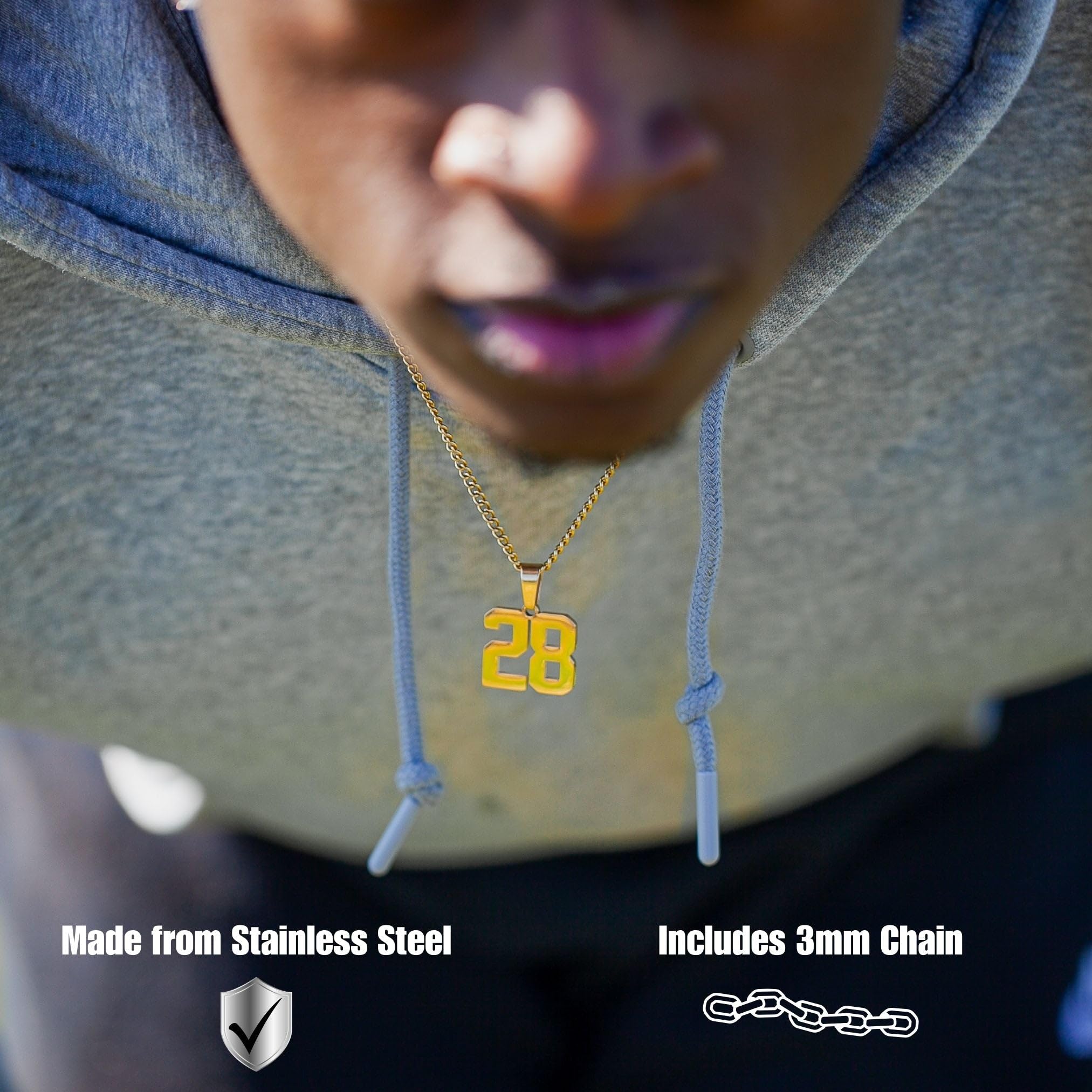 Custom Number Necklace 00-99 - Personalized Jersey Number Chain for Baseball, Football & Softball - Senior Gifts & Sports Fan Jewelry - Perfect for Games, Graduation & Team Spirit