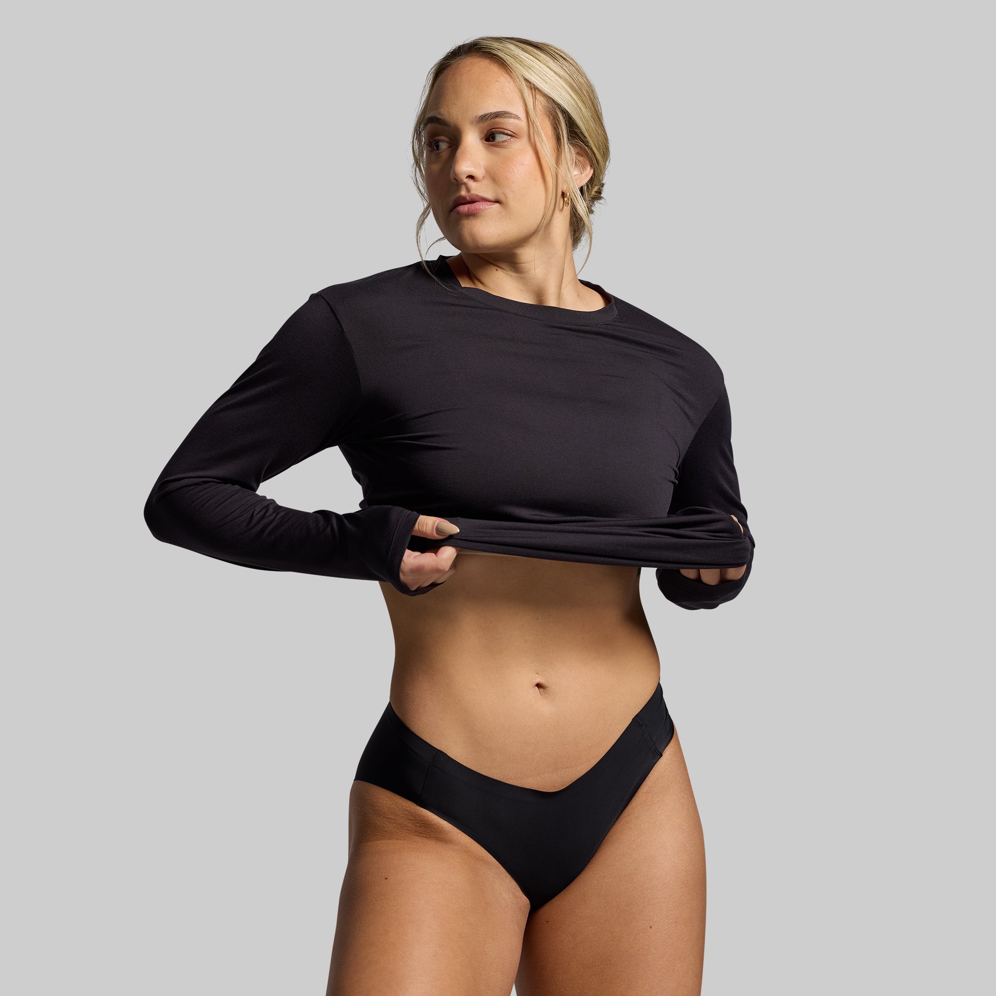 BP Seamless Cheeky Underwear - High Waist Thong Panties for Women, Soft Stretch Comfort, No Show Invisible Underwear (Black) | Perfect for Yoga, Workout & Everyday Wear