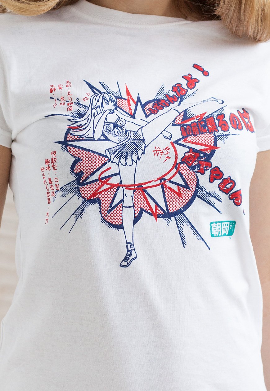 Japanese Anime T-Shirt - Asaoka High Kick Kawaii Manga Graphic Tee for Women | Casual Streetwear & Cosplay Outfit
