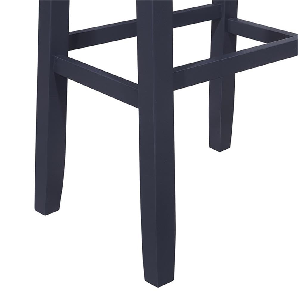 Home Square Backless Wood Bar Height Stool Set of 3 - Navy Blue Counter Stools for Kitchen Island, Breakfast Bar & Home Decor