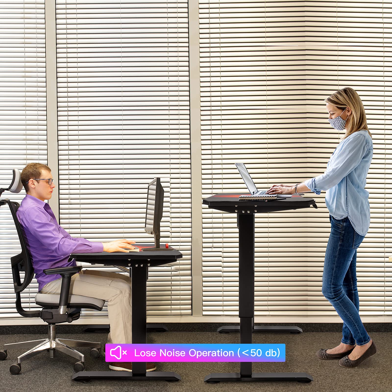 GYMAX 48 x 24 Inch Electric Standing Desk with Memory Controller - Adjustable Height Computer Workstation, Fully Covered Mouse Pad - Ergonomic Sit Stand Desk for Home Office, Gaming & Remote Work Setup
