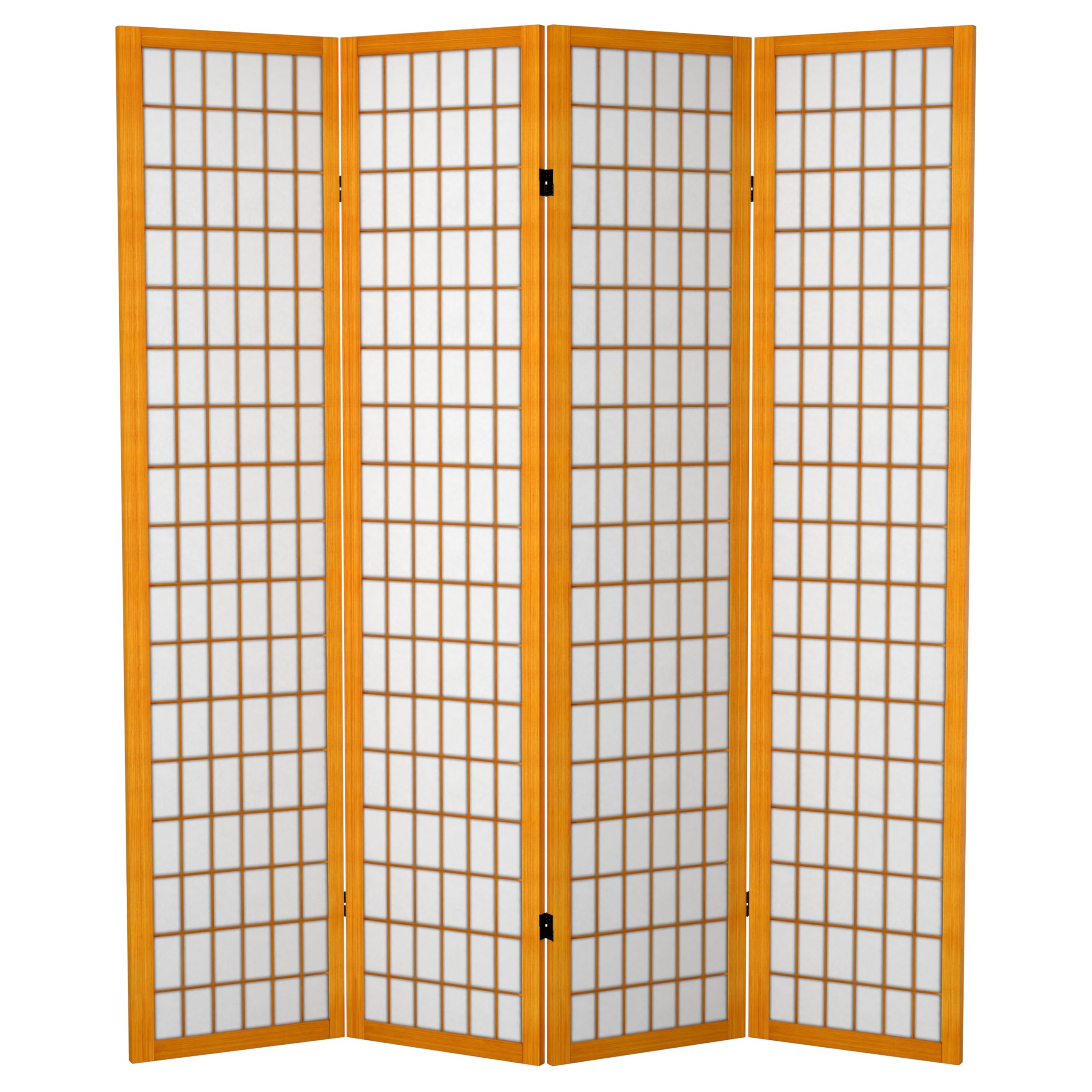 6 ft Tall Red Lantern Canvas Window Pane Honey Room Divider - 4 Panel Folding Privacy Screen for Living Room, Bedroom, Office & Event Decor
