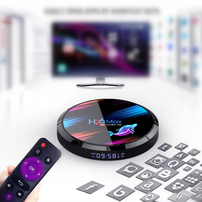 Android TV Box 9.0 Smart Streaming Device - S905X3 Quad-Core 4GB RAM 128GB ROM, Dual-Band WiFi (2.4G/5.8G), Bluetooth 4.1, Ethernet LAN, 8K 3D Video Support - Perfect for Netflix, Hulu, YouTube & Home Entertainment