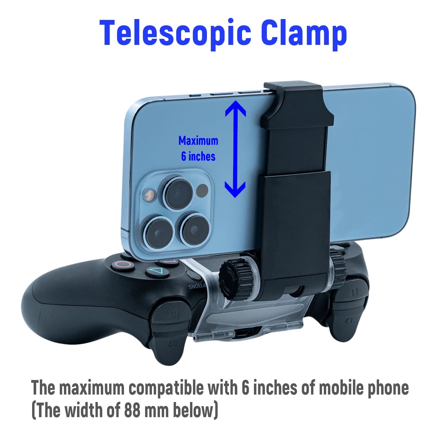 Mcbazel PS4 Controller Phone Holder Clip - Compatible with PS4, PS4 Slim & PS4 Pro - Black | Perfect for Gaming Hands-Free & Live Streaming