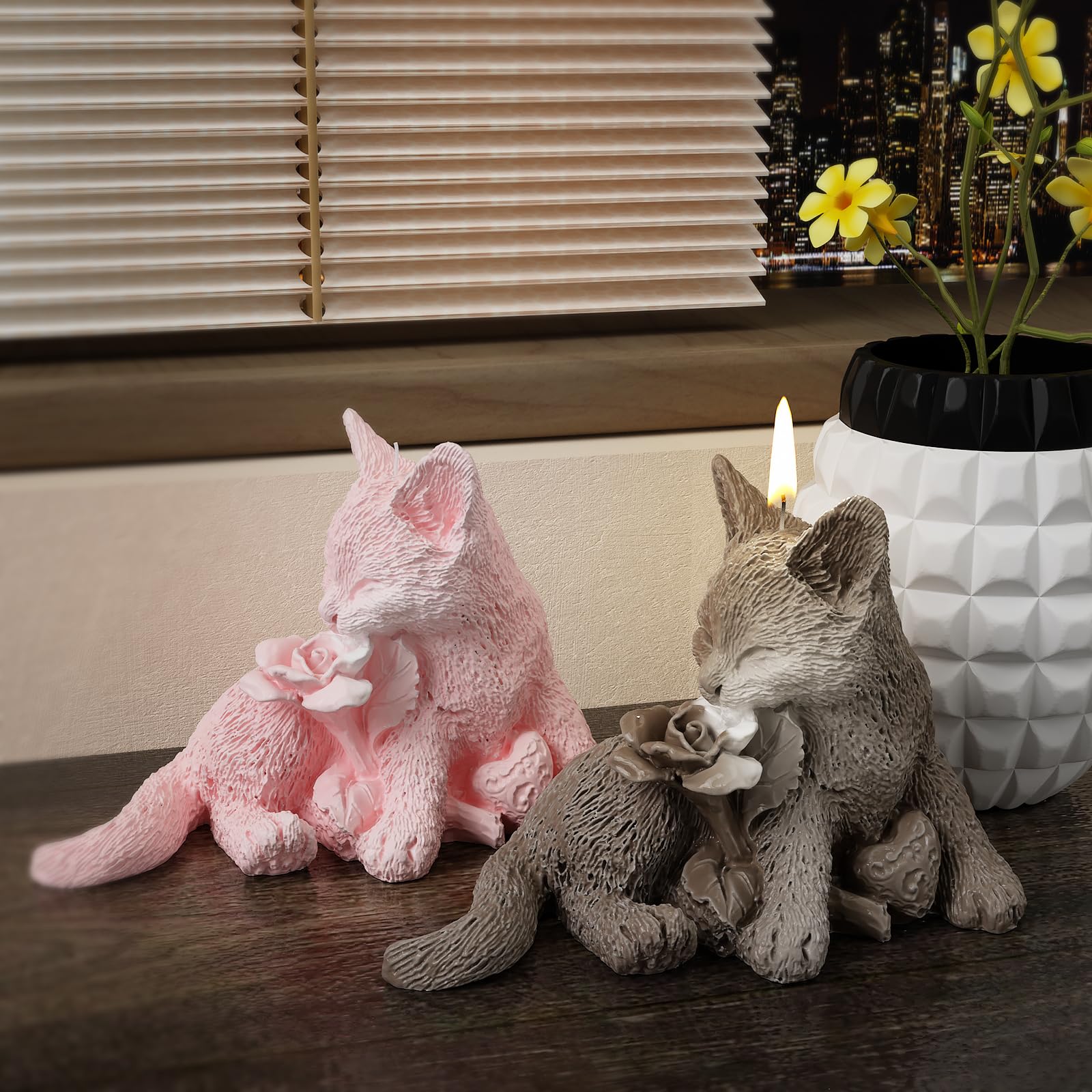 Rose Cat Silicone Molds for Resin, Cake, Soap & Clay - DIY Candle Making & Craft Supplies - Perfect for Home Decor, Gift Making & Creative Projects
