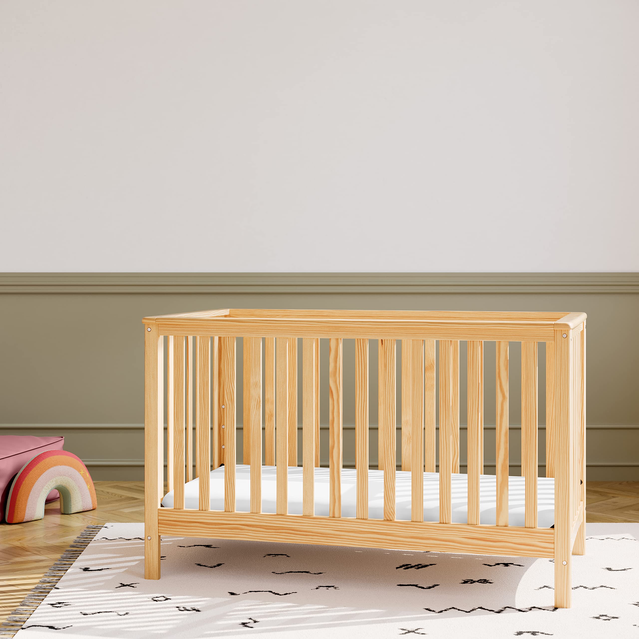 Storkcraft Hillcrest 4-in-1 Convertible Baby Crib in Natural Finish - Transforms to Daybed, Toddler Bed & Full Size Bed | Fits Standard Full Size Mattress | Adjustable Height Base | Perfect for Nursery, Bedroom & Growing Kids