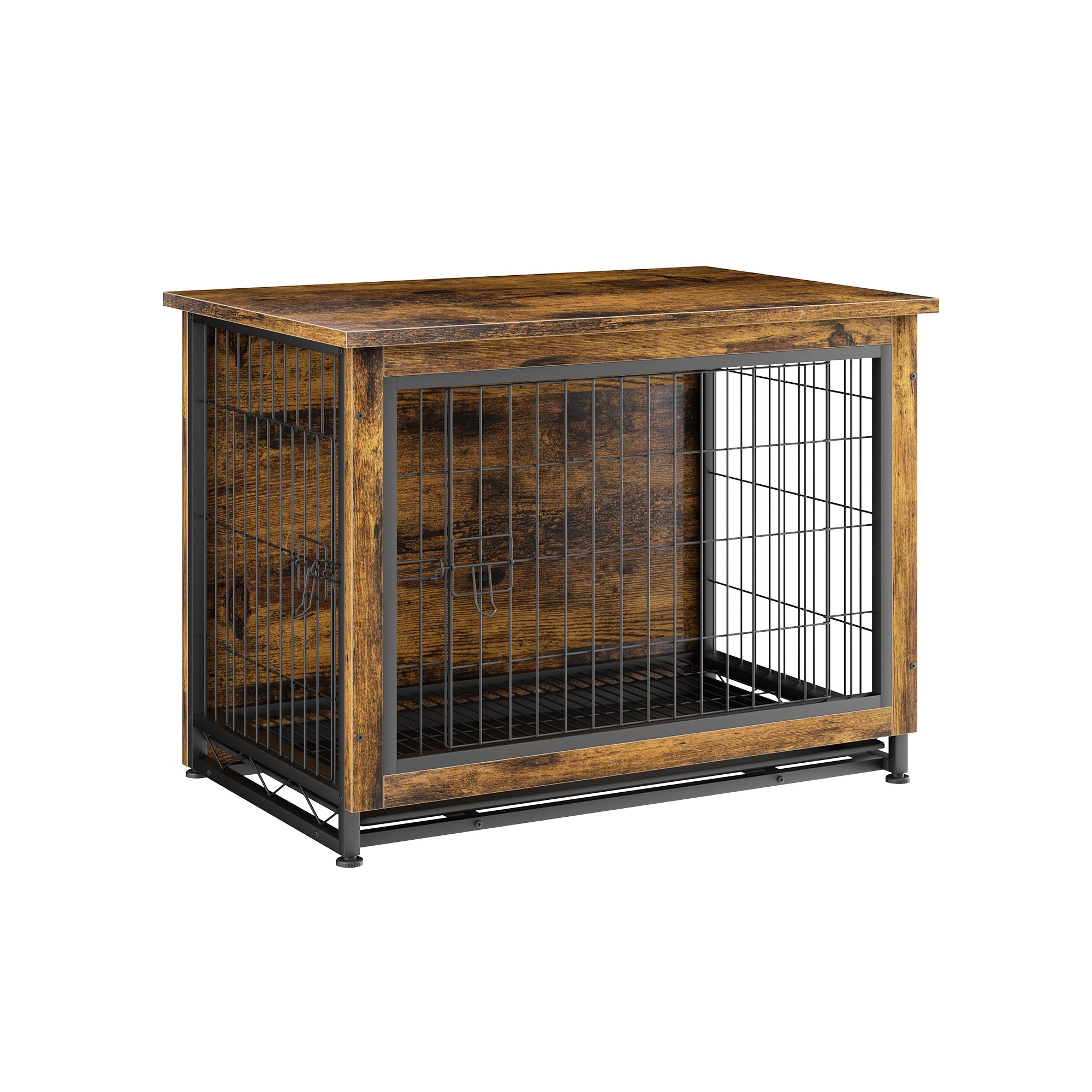 JY QAQA Wooden Dog Crate Furniture with Double Doors - Indoor Kennel & Stylish Pet Cage for Small to Medium Dogs - Perfect for Living Room, Bedroom, or Home Office (Brown)