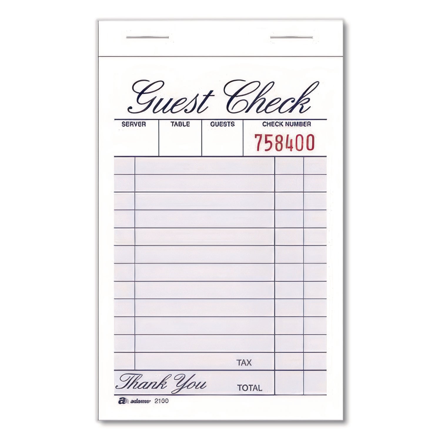 Adams® Single-Part Guest Check Pads - 3.35