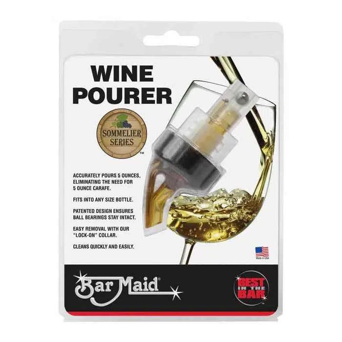 Bar Maid BMP 500RAC 5 oz. Wine Pourer Spout - Premium Stainless Steel Wine Dispenser for Bars, Restaurants & Home Use - Perfect for Serving Red, White & Sparkling Wines