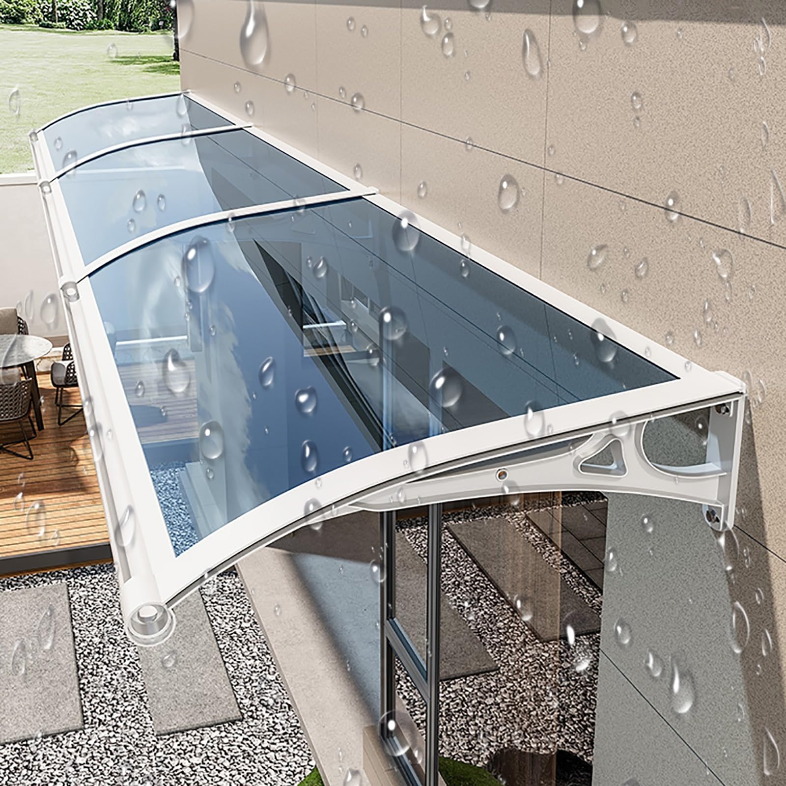 Modern Polycarbonate Window Awning & Door Canopy - Durable Aluminum Alloy Rain Shelter for Front/Back Porch, Garage & Balcony - Weatherproof Protection Against Rain & Snow (Style 3, Size W) - Perfect for Home Exterior, Outdoor Living Spaces & Weather Protection