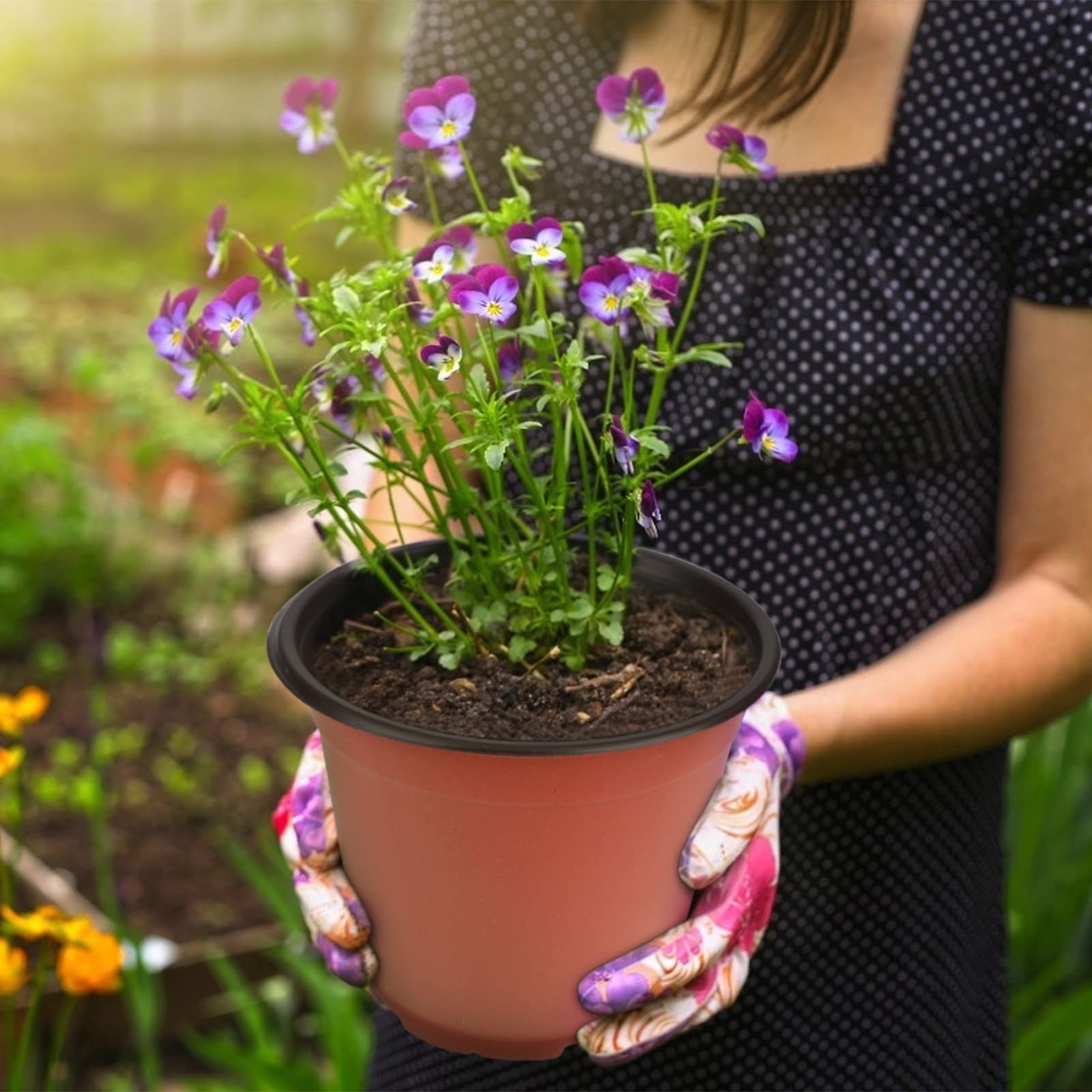 KINGLAKE 50 Pack 6 Inch Plastic Seedling Pots - Reusable Nursery Plant Containers for Flowers, Herbs, Vegetables | Indoor Gardening, Greenhouse & Outdoor Planting Starter Trays