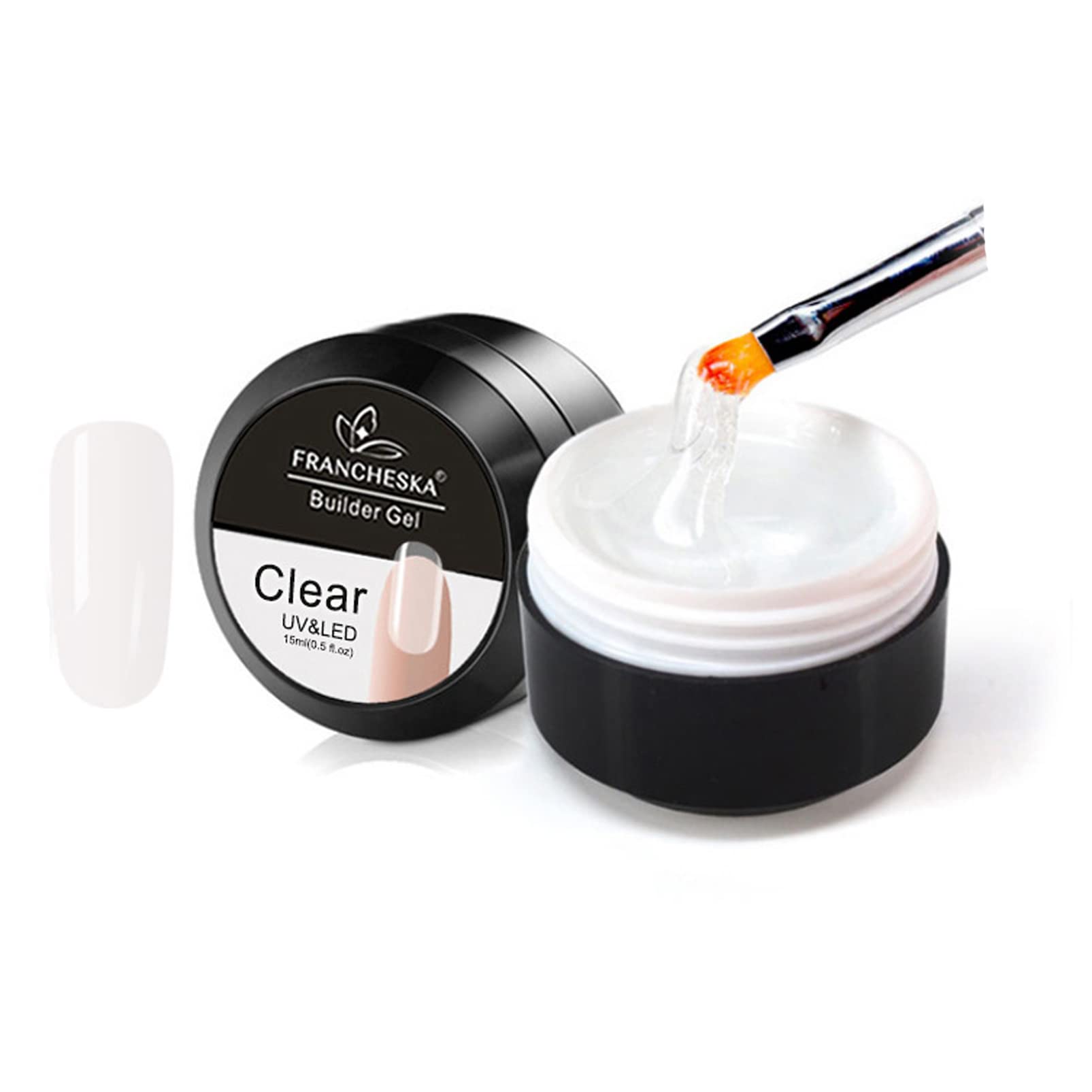 Clear Builder Nail Gel - 15ml UV/LED Nail Extension & Strengthening Gel for Nail Repair, Modeling & Art Decoration | Professional Salon & DIY Home Manicure Kit