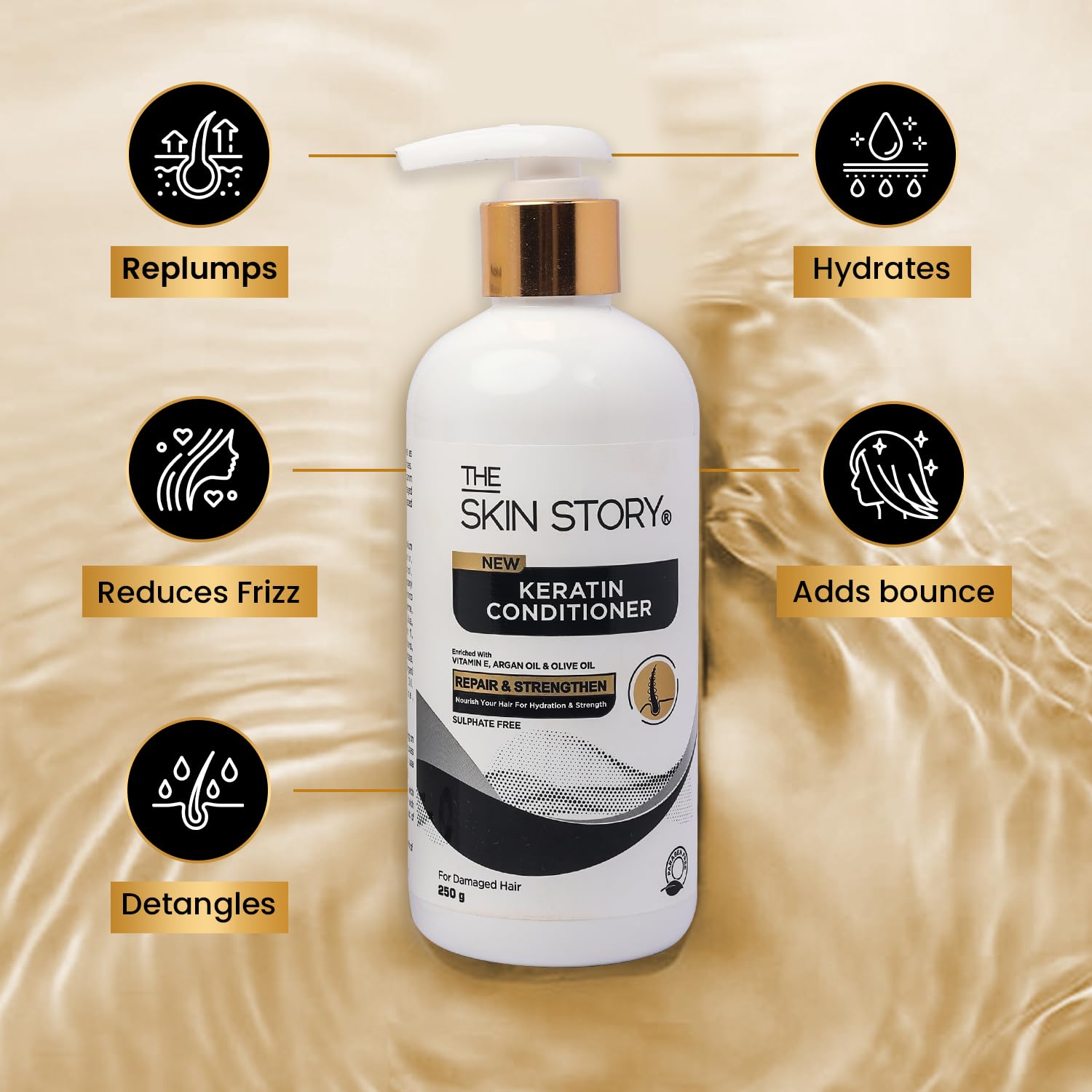 Sulphate Free Hair Conditioner for Colored & Treated Hair - Repair Split Ends & Damaged Hair with Keratin & Argan Oil - Vitamin E Enriched Moisturizing Conditioner for Women & Men (250g) - Perfect for Frizzy, Dry Hair Care & Daily Shine Protection