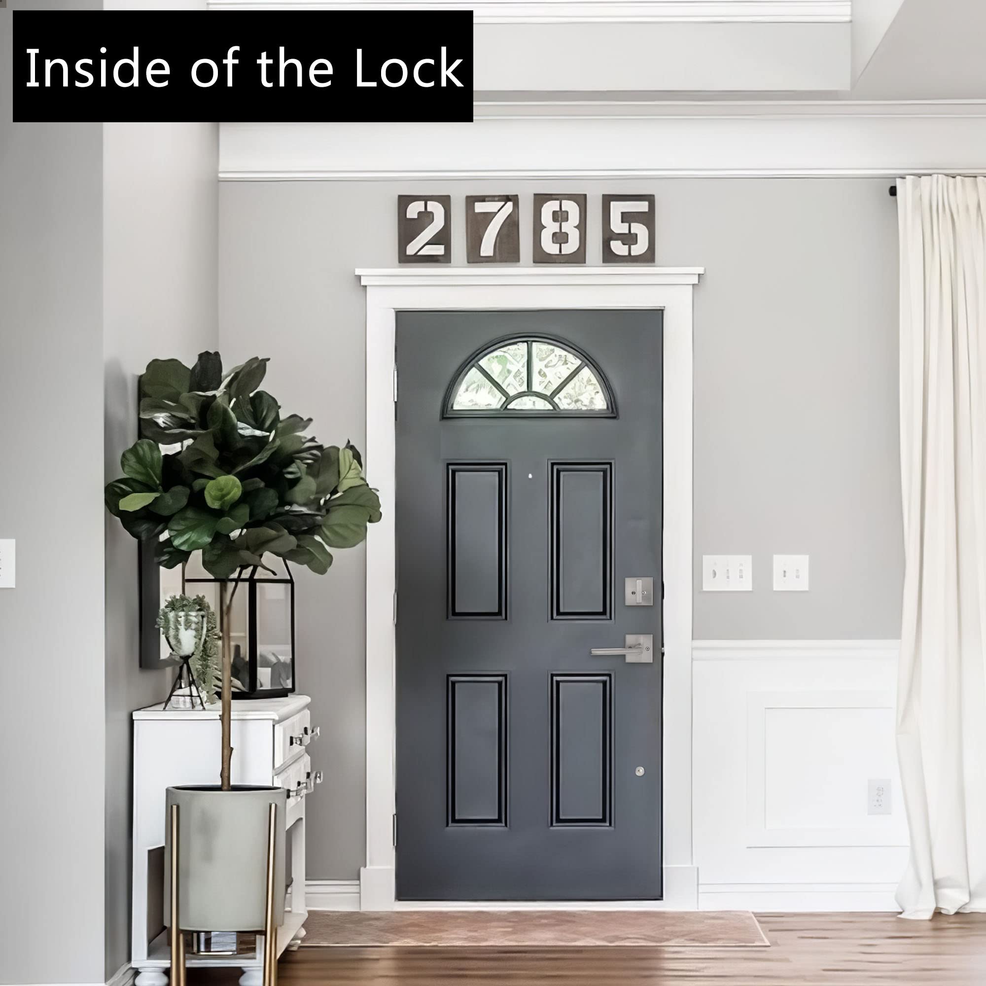 KIAYACI Front Door Lock Set - Satin Nickel Single Cylinder Deadbolt Entry Door Handle with Straight Lower Half Grip - Secure Home, Office & Apartment Entry Doors