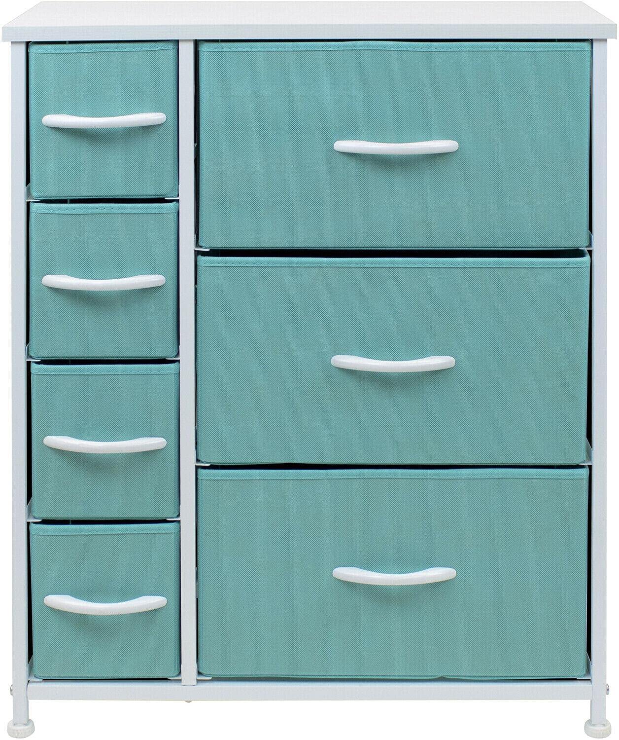 7-Drawer Nightstand Chest - Aqua Bedside Dresser for Bedroom & Office Organization | Bedroom Furniture, Closet Organizer & Storage Cabinet | Perfect for Small Spaces, Apartments & Dorm Rooms
