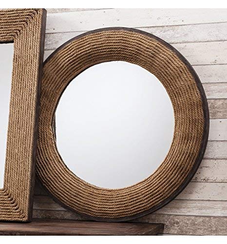 Nagina International Rope Trim Round Wall Mirror - Elegant Decorative Hanging Mirror for Living Room, Bedroom & Bathroom