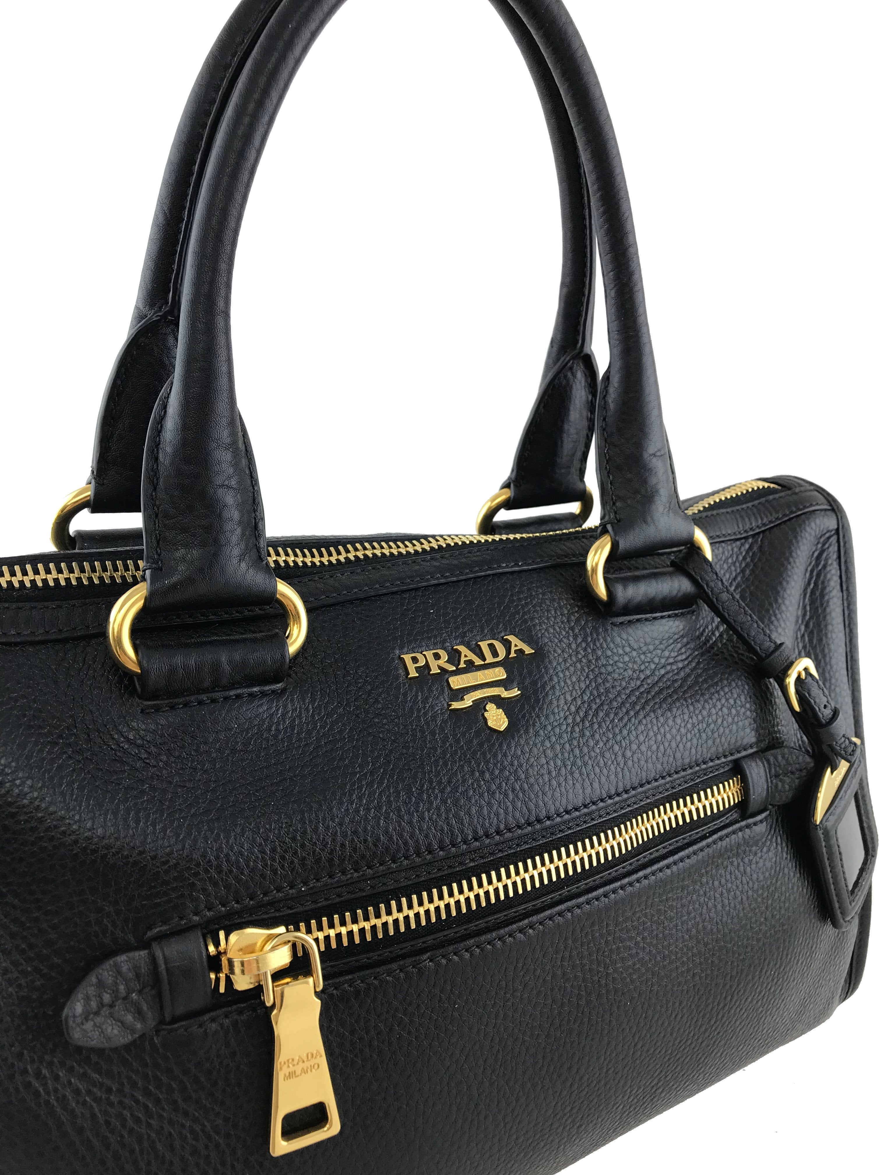 Prada Vitello Daino Medium Convertible Satchel Handbag for Women | Luxury Leather Shoulder Bag & Crossbody Purse | Perfect for Work, Travel & Everyday Use