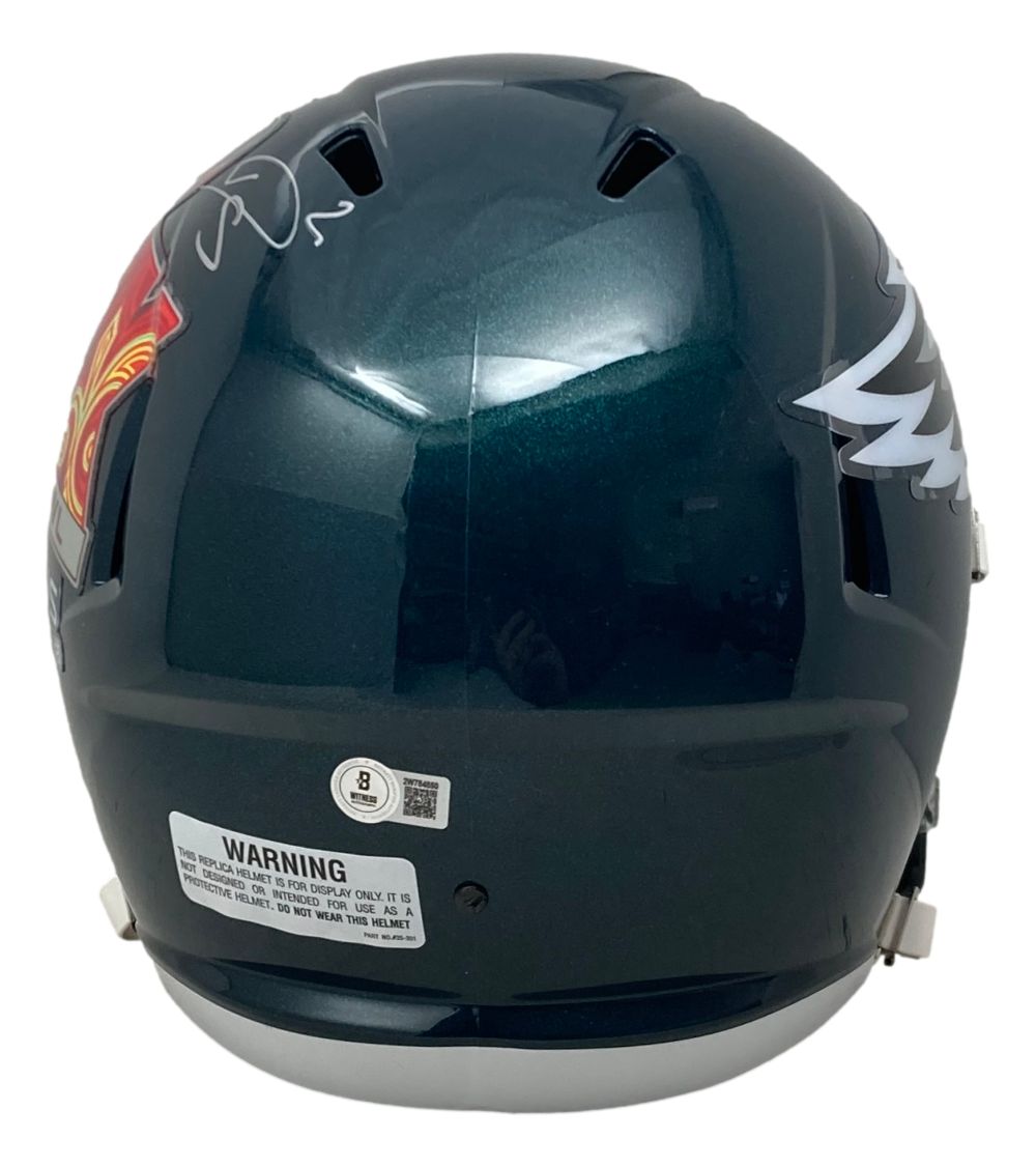 Darius Slay Signed Philadelphia Eagles Super Bowl LIX Replica Football Helmet with Certificate of Authenticity - Perfect for Eagles Fans, Sports Memorabilia Collectors, and Game Room Decor