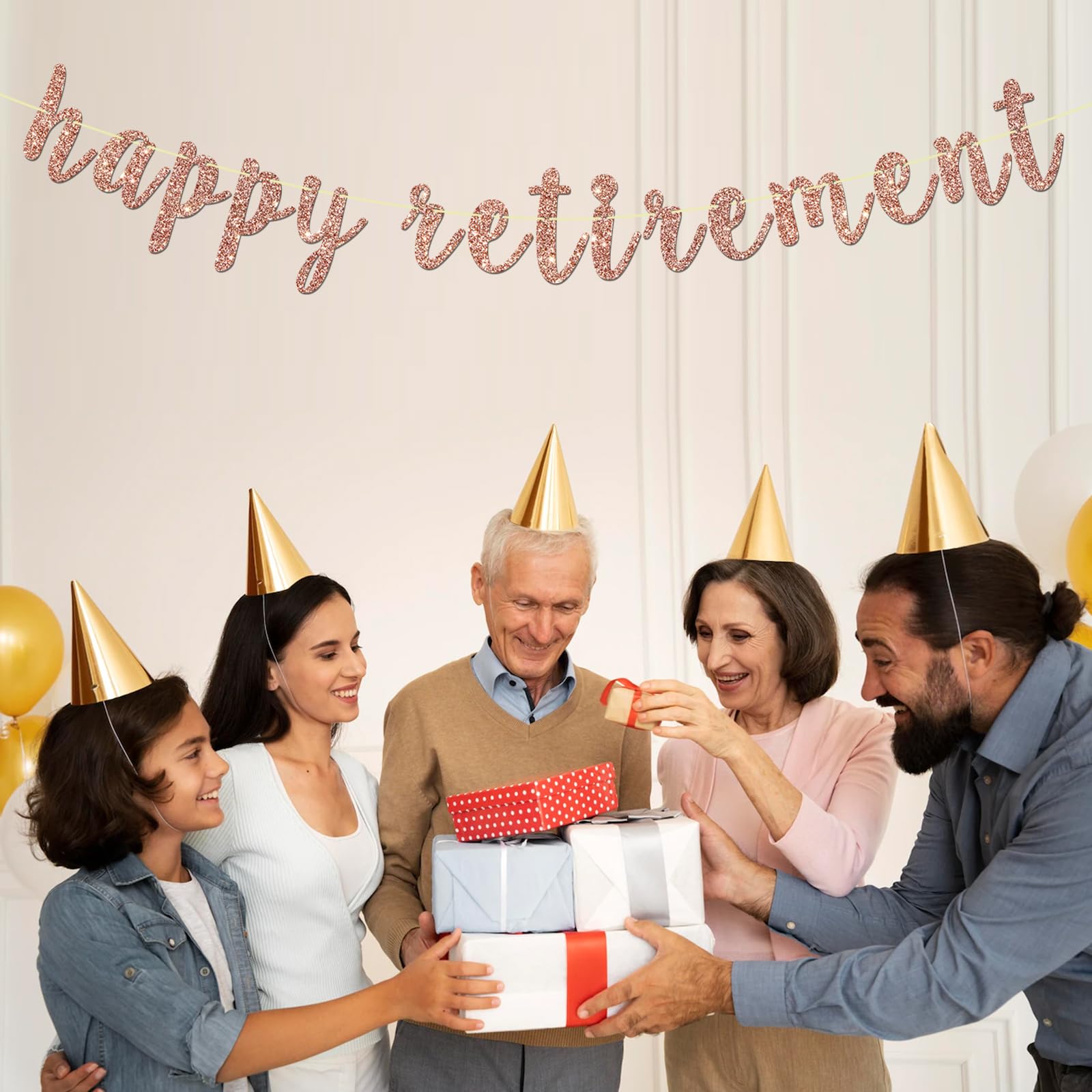 Rose Gold Happy Retirement Banner - Glitter Retirement Party Decorations, Retired Banner, Going Away & Farewell Party Supplies | Perfect for Office Celebrations, Home Decor & Milestone Events