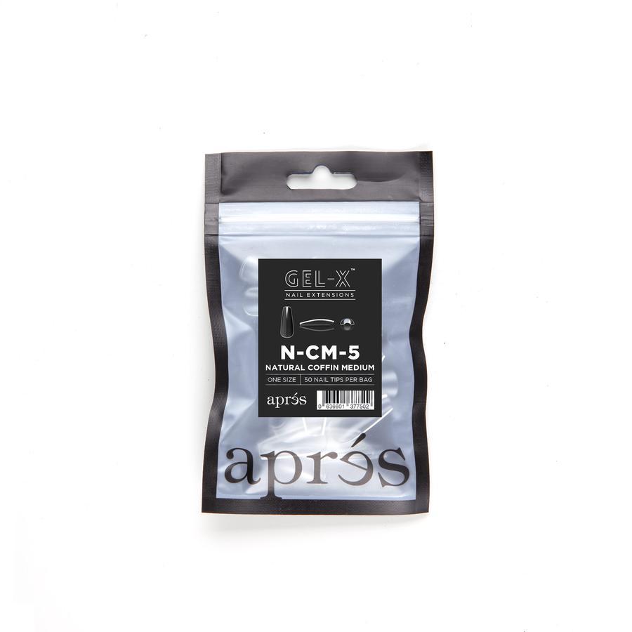 Apres Gel X Natural Coffin Medium Refill Tips - Size #000 & #9 - Perfect for Nail Extensions & Salon Manicures