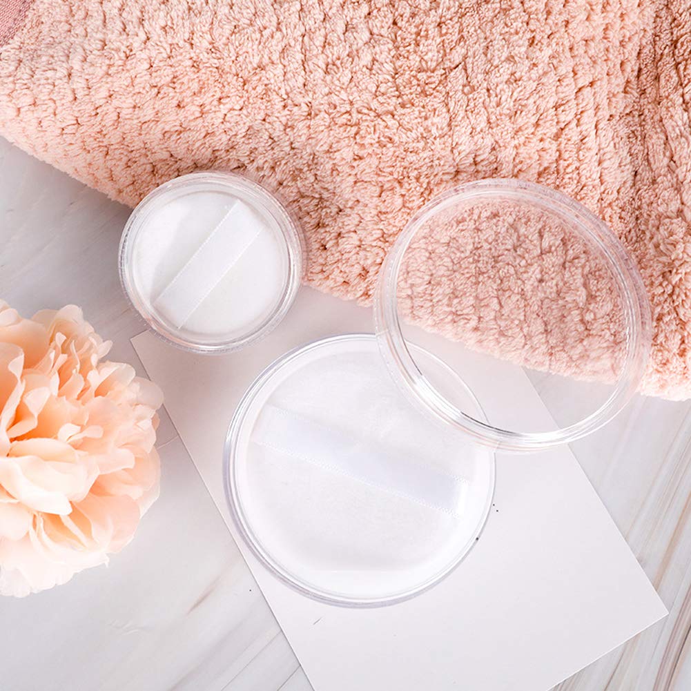 2 Pcs 50g Empty Transparent Loose Powder Case - Refillable Makeup Powder Box with Sifter, Lid & Powder Puff | Portable Cosmetic Container for Travel, Home & Professional Makeup Kit