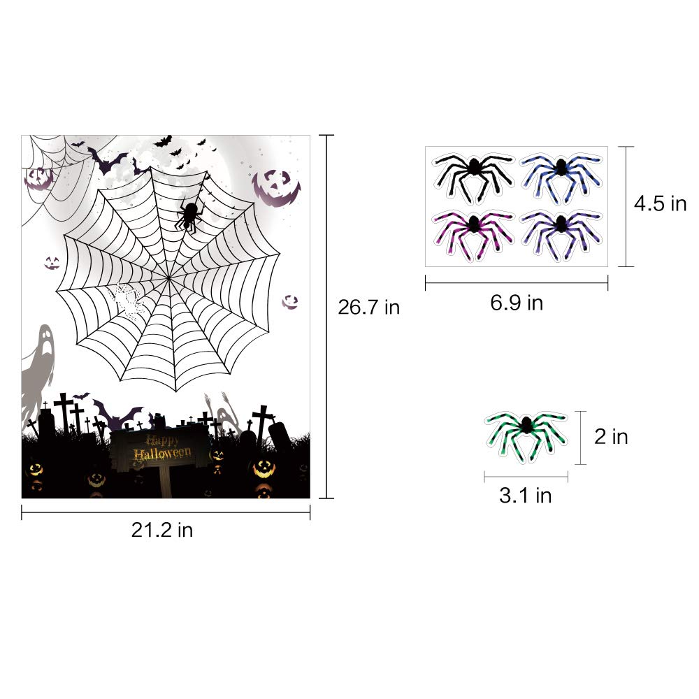 KnF Supplies Pin the Spider on the Web Halloween Game for Kids - Fun Halloween Party Activity & Classroom Game for Children