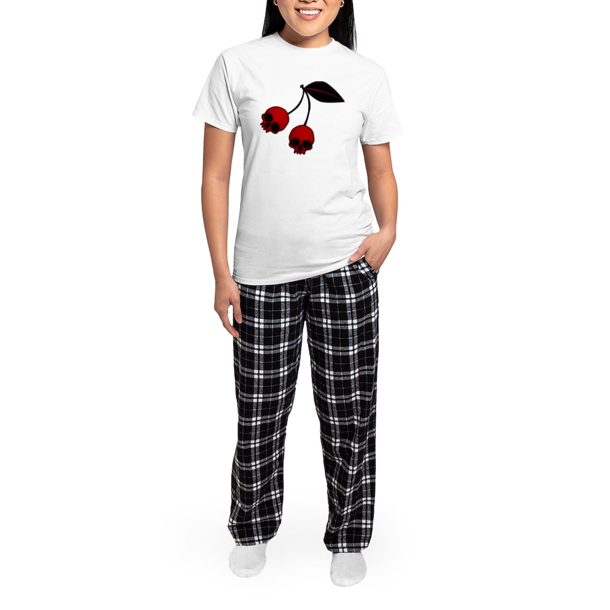 Skull Cherries Women's Cotton Pajama Set - Soft & Comfortable Sleepwear for Women | Cute Novelty Pajamas for Lounge, Sleep & Relaxation at Home