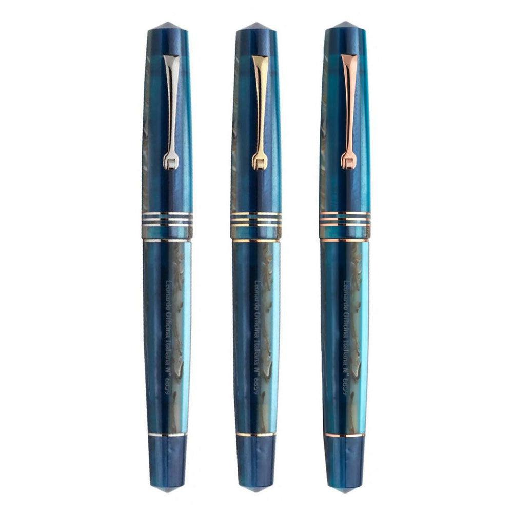 Leonardo Momento Zero 14K Gold Fountain Pen - Blue Hawaii Luxury Writing Instrument for Professionals & Collectors | Perfect for Signatures, Calligraphy & Gifts