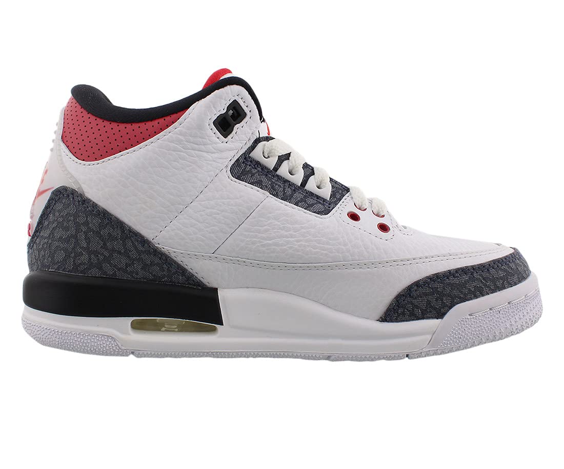 Nike Kids' Jordan 3 Retro SE Fire Red Denim Basketball Shoes - Boys' & Girls' High-Top Sneakers for Basketball, Casual Wear & Street Style Fashion