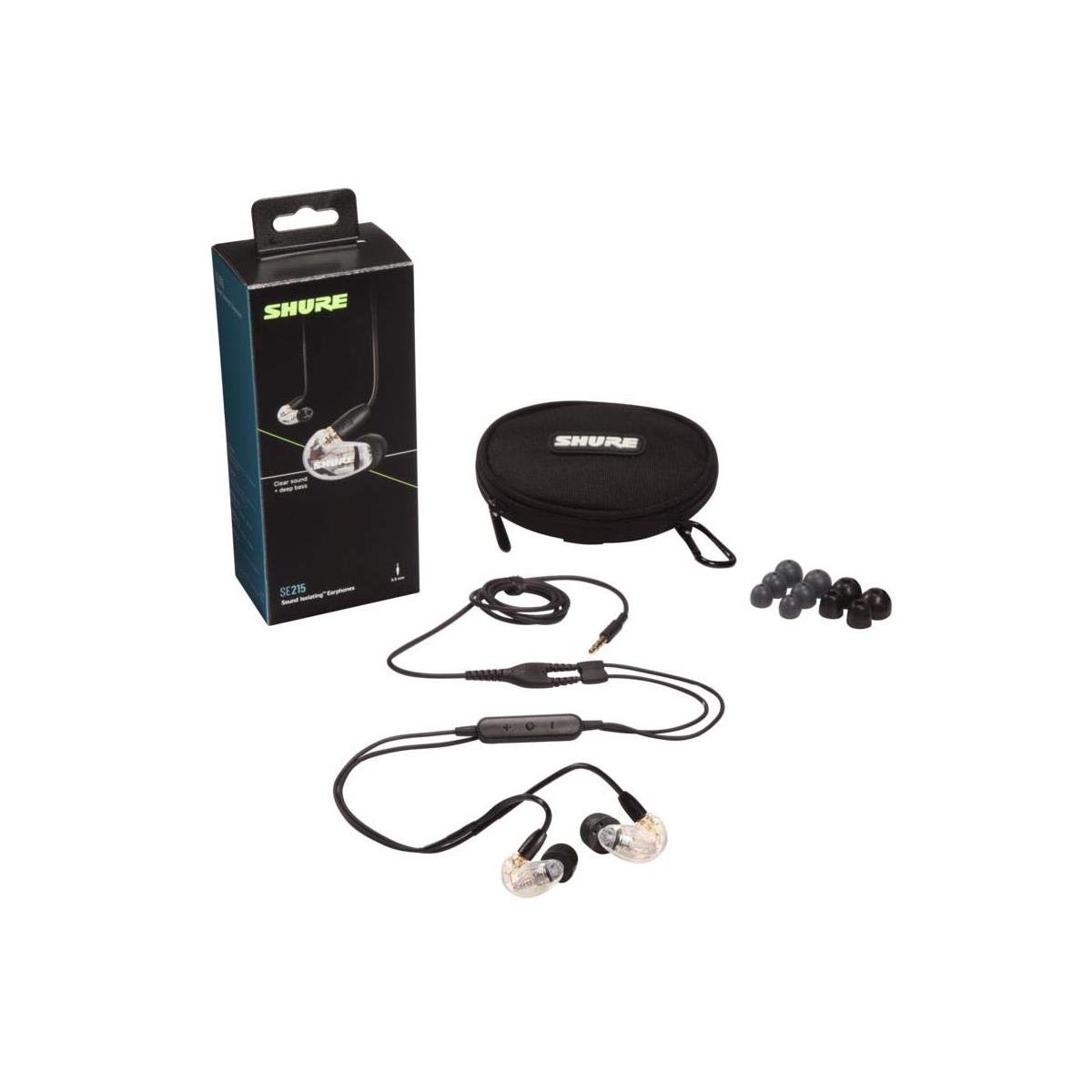 Shure SE215 Wired Sound Isolating Earbuds - High Fidelity Clear Sound with Single Driver, Secure In-Ear Fit & Detachable Cable - Durable Build for Apple & Android Devices - Perfect for Music, Gaming & Commuting (Clear)