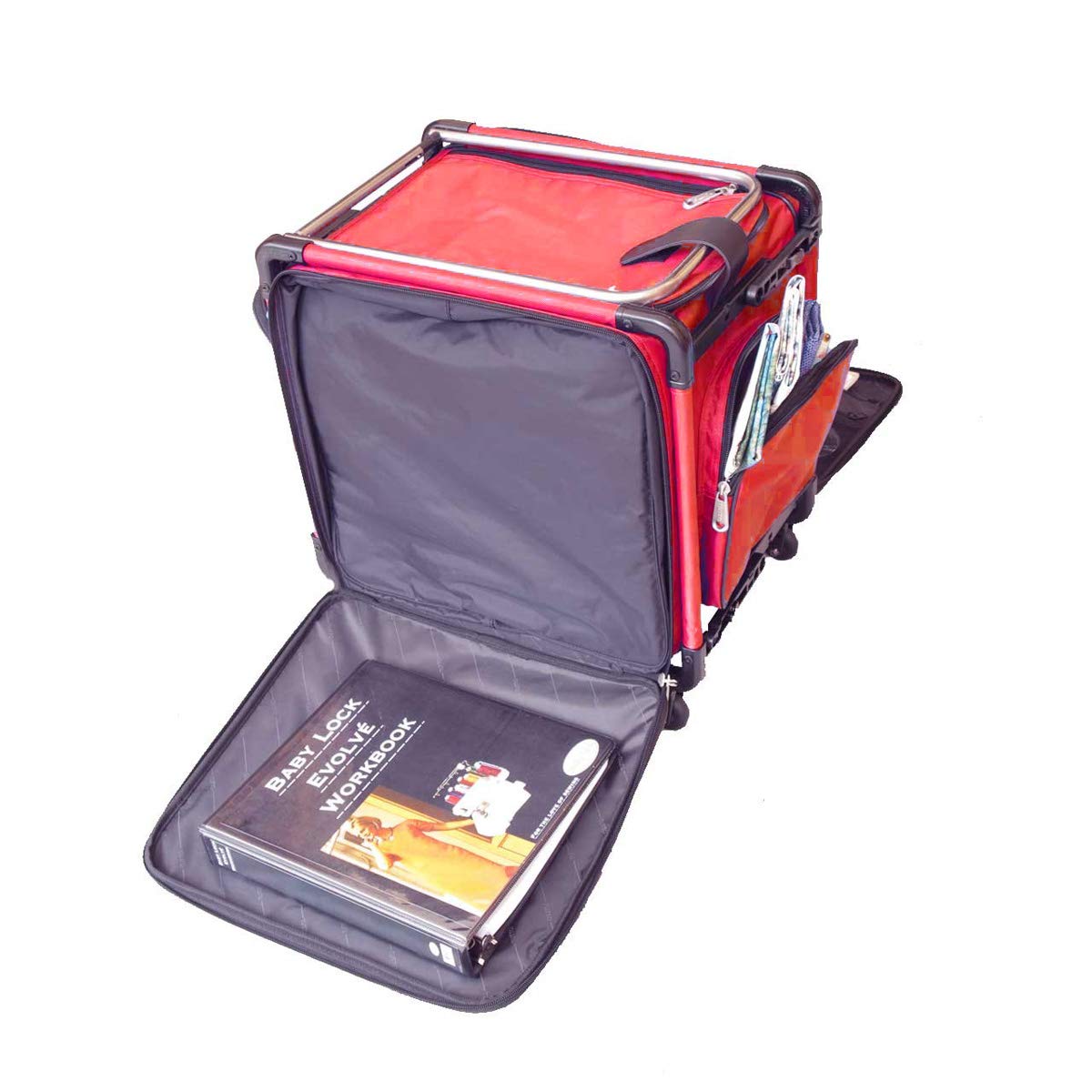 Tutto Serger Tote on Wheels - 20 Inch Rolling Sewing Machine Bag in Cherry Red | Perfect for Quilting, Craft Fairs & Sewing Classes