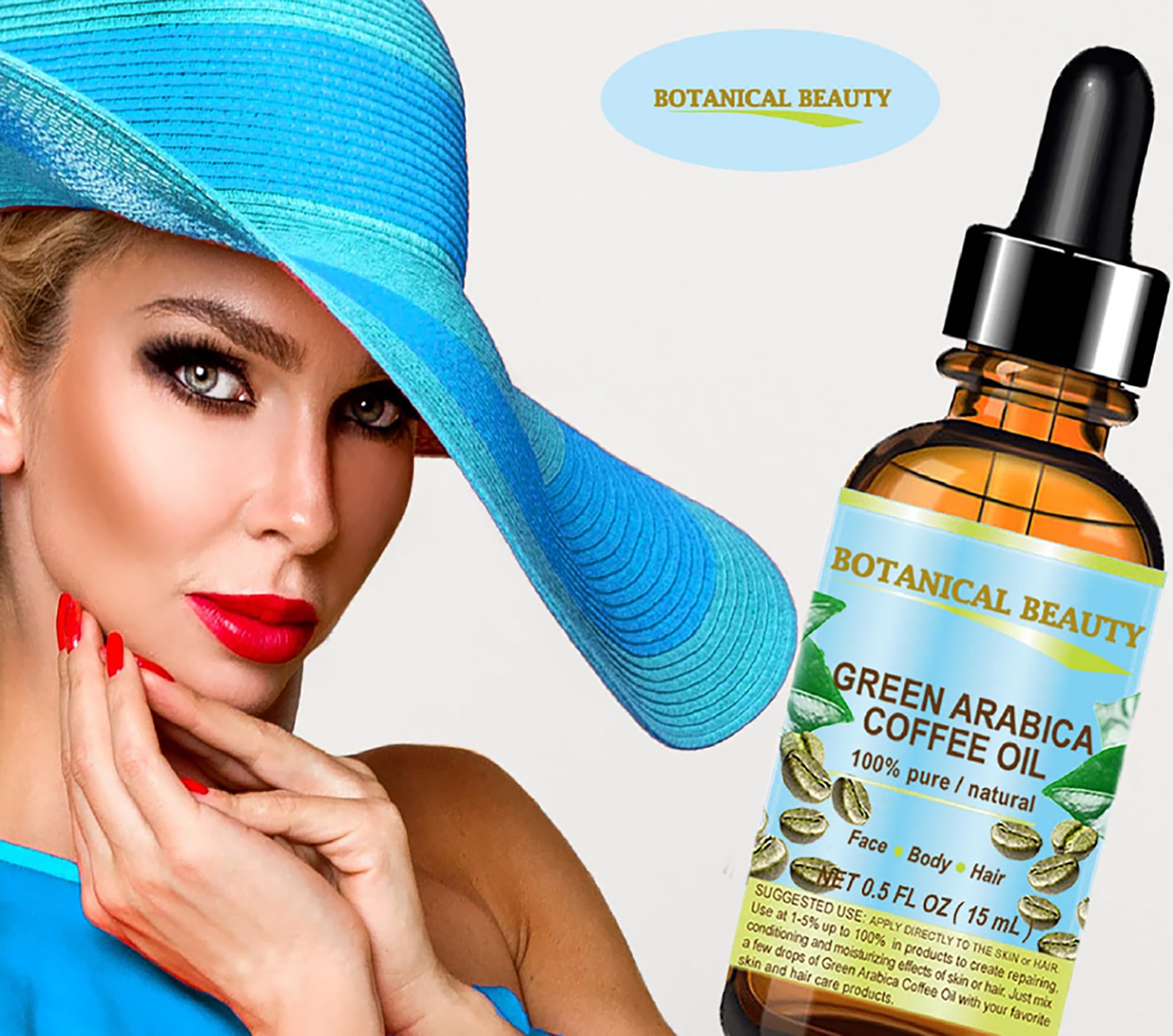 Pure Brazilian Green Arabica Coffee Oil - 100% Virgin Unrefined for Face, Skin, Hair & Nails - 1 Fl.oz (30ml) Anti-Aging Facial Oil - Natural Beauty Treatment for Dry Skin & Hair Care