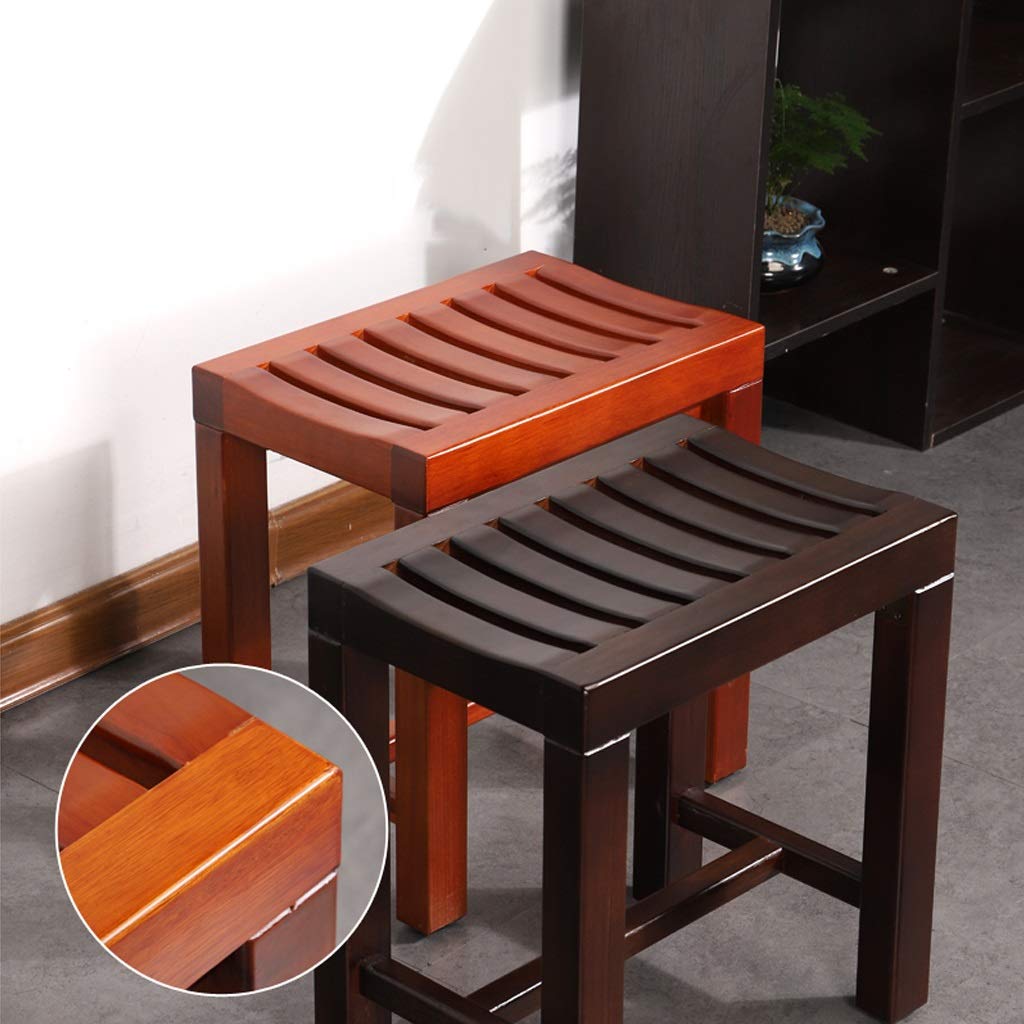 Waterproof Wooden Shower Stool - Anti-Slip Bathroom Bench with Curved Design for Elderly & Disabled - Heavy Duty Spa Chair Supports 250kg (42×28×34cm) - Perfect for Bathtub, Shower & Home Care Use