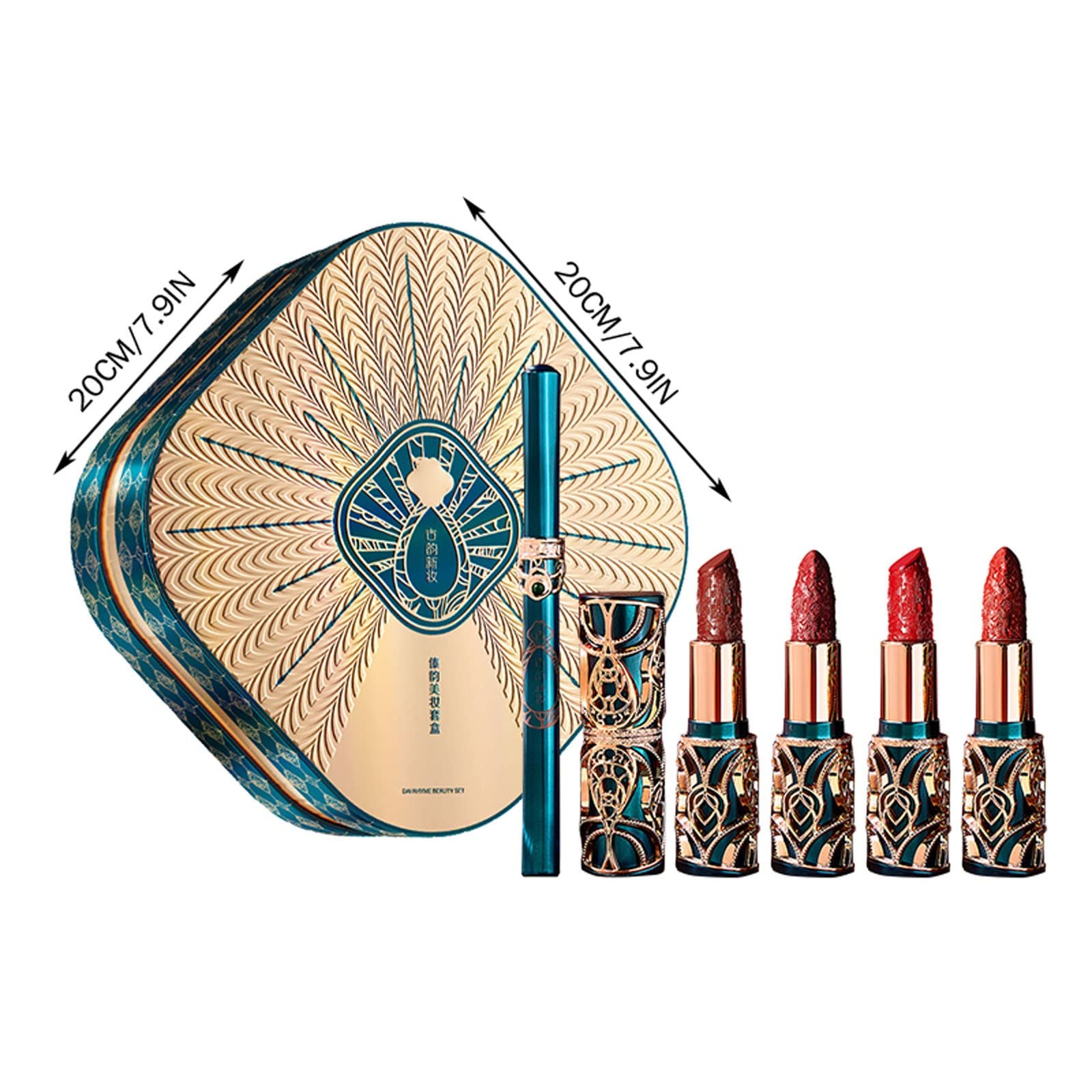 Oriental Ethnic Style Beauty Set - 4 Lipsticks & 1 Eyeliner (3ML) | Perfect Gift for Women | Makeup Palettes for Party, Wedding & Special Occasions
